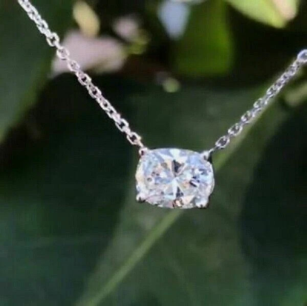 2Ct Cushion Cut VVS1/D Diamond Solitaire Pendant 18K White Gold Over Free Chain