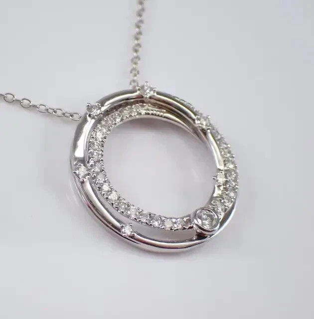 1.50 Ct Round Lab Created Diamond Circle Pendent Necklace 14k White Gold Plated