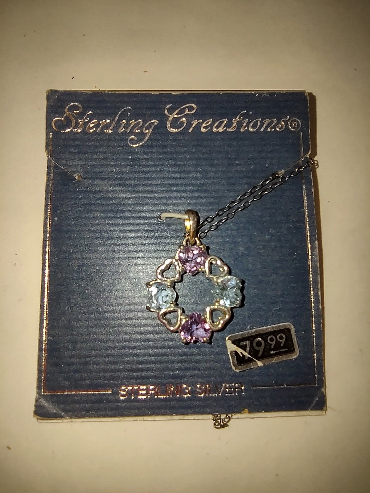 Sterling Creations 925 Sterling Silver Heart Charm Necklace Gift New Vintage