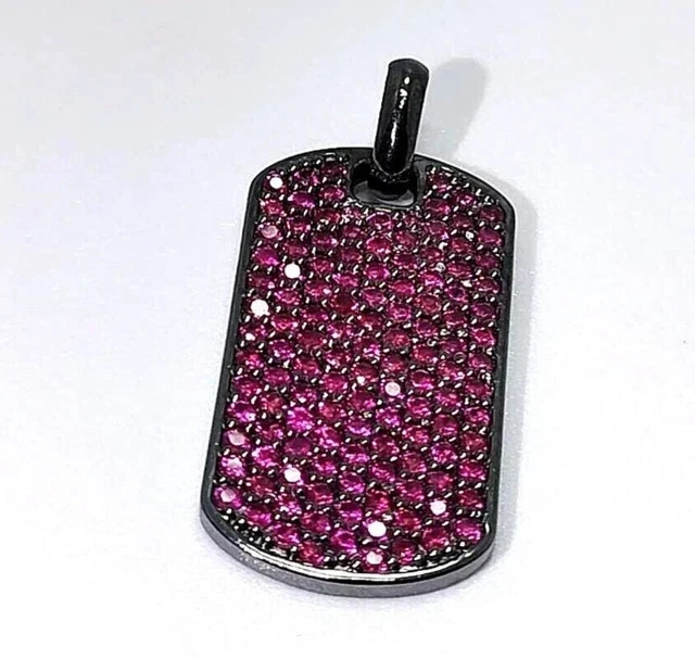 2ct Round Lab Created Ruby Cluster Dog Tag Women’s Pendant 14k Black Gold Plated