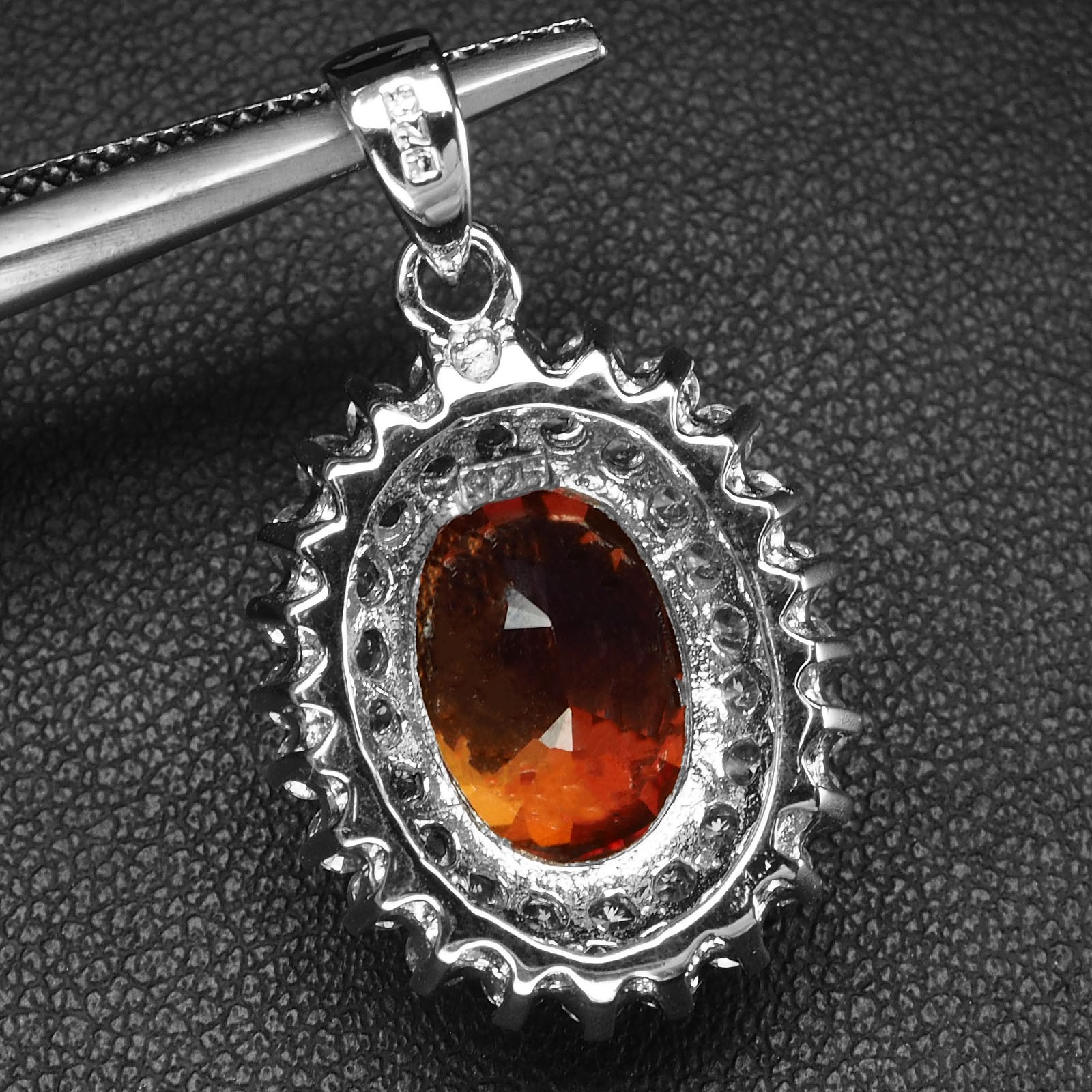 Twinkling Sunset Orange Sapphire 9.70Ct 925 Sterling Silver White Gold Pendants