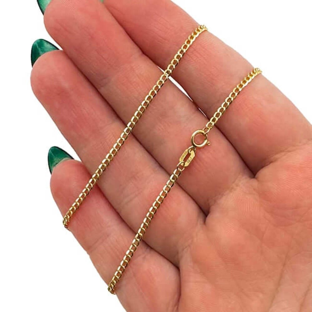 Solid 14K Gold Filled 2mm Cuban Curb Chain Necklace 16″, 18″, 20″, 22″, 24″