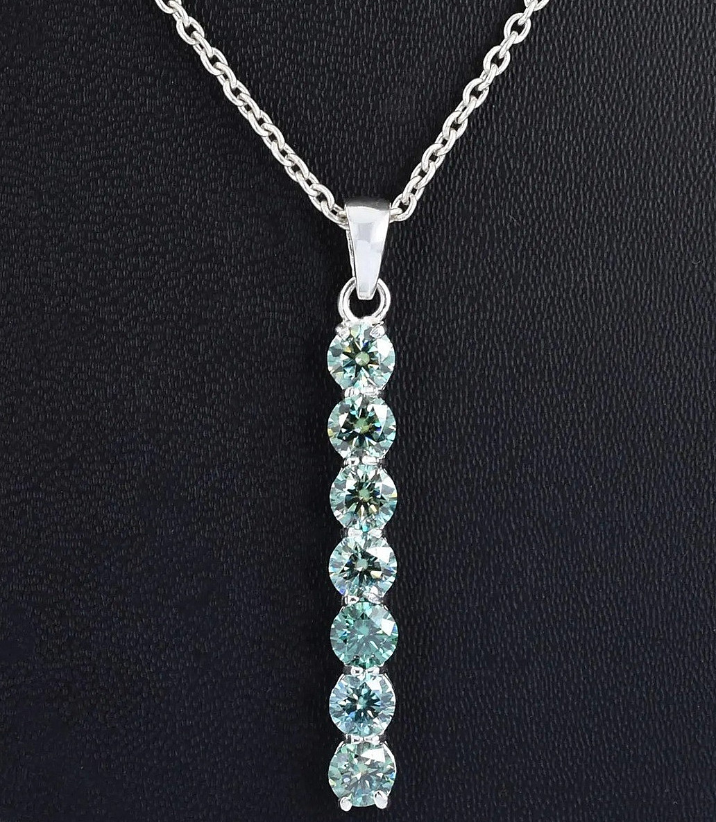 925 Silver, Amazing Blue Diamond Pendant, 3.50 Ct Certified Treated-Great Shine