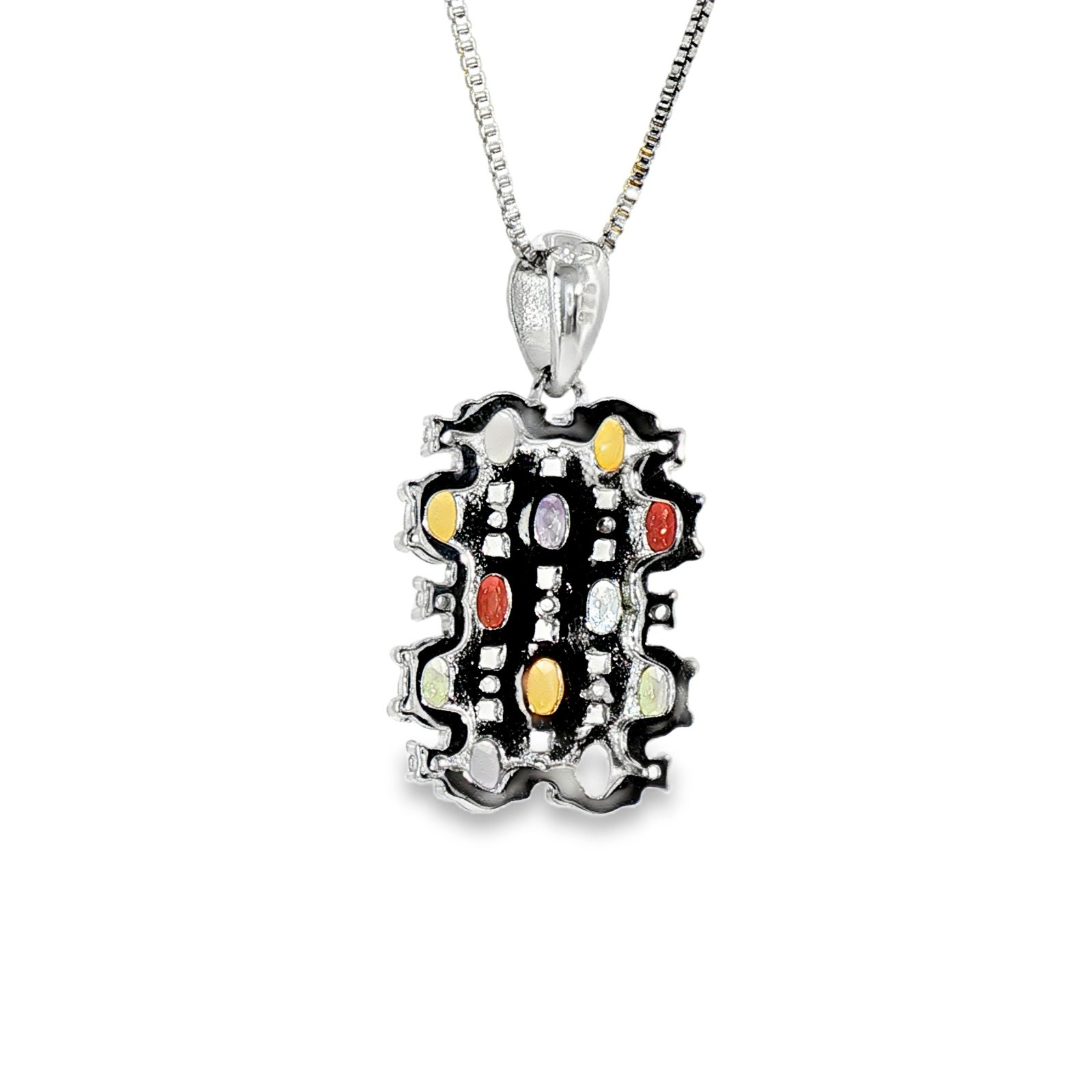 925 sterling silver Pendant Semiprecirous Mix 4x3mm Gemstone jewelry.