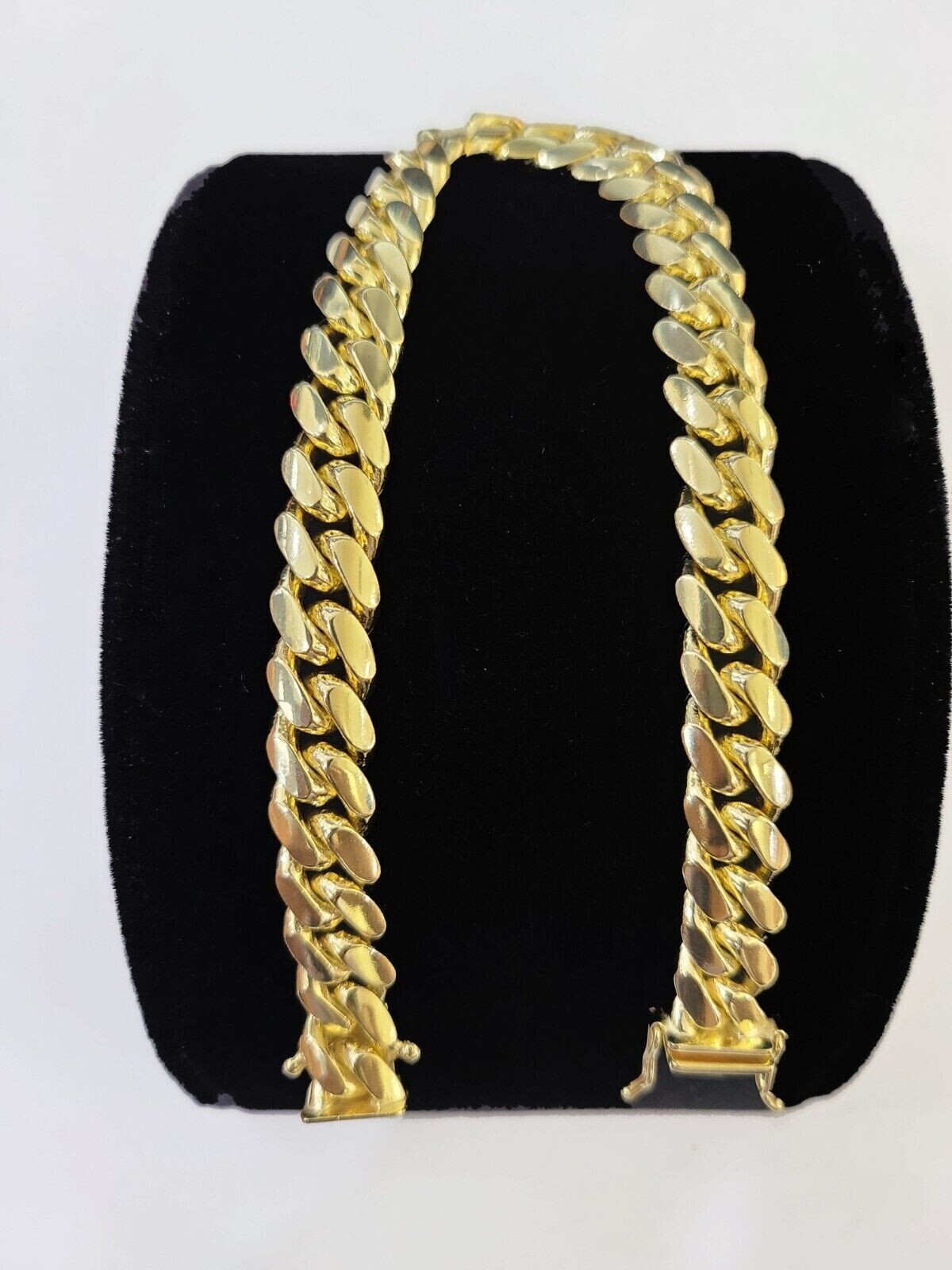 Solid 14k Yellow Gold Bracelet Miami Cuban Link 8mm 7.5 Inch / Box Lock For Mens