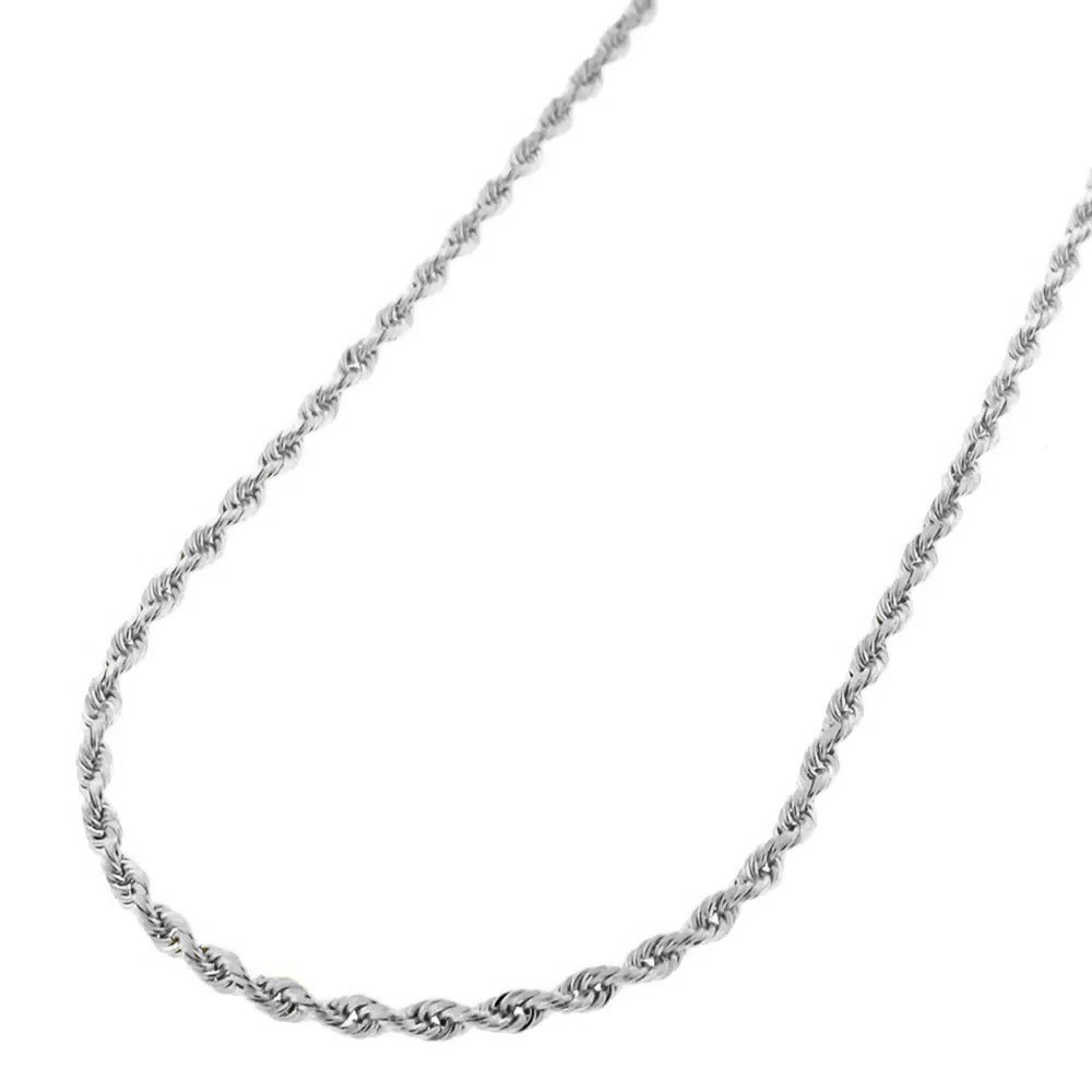 Sterling Silver Necklace Diamond-Cut Rope Chain 1.2mm 925 Sterling Silver Rope