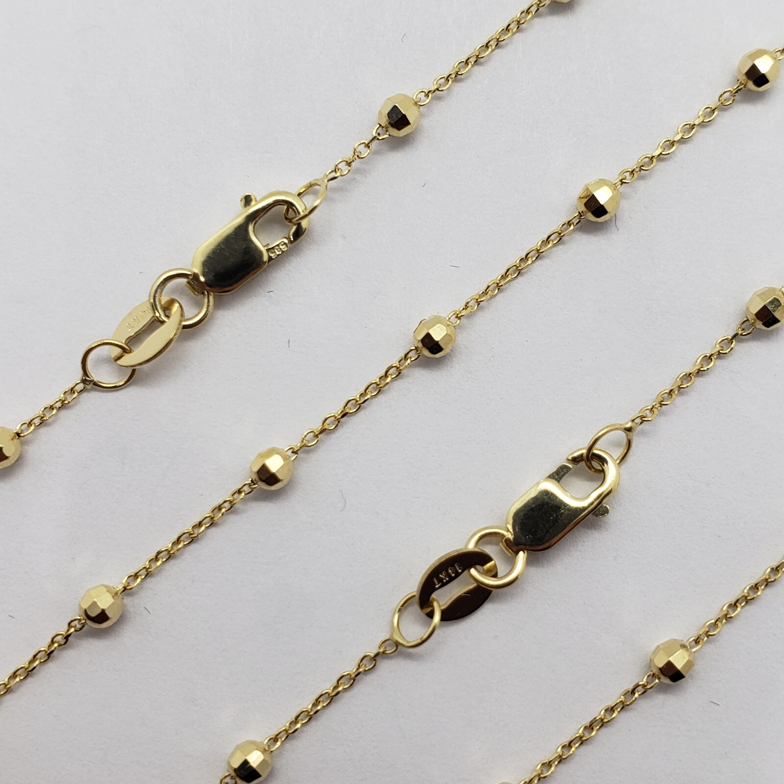 14K Solid Yellow Gold Station Ball Bead Rolo Bracelet Anklet 2mm 4mm 7″ 10″