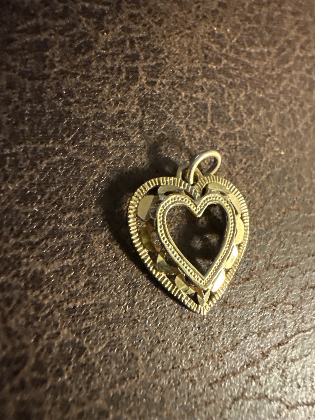Gold Heart-Shaped Pendant Charm Love Theme Yellow Gold Metal No Stone Jewelry