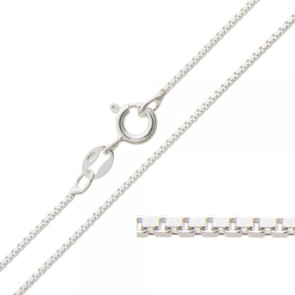 Box Chain 20 inches Long 925 Sterling Silver 1mm Thick made in Italy