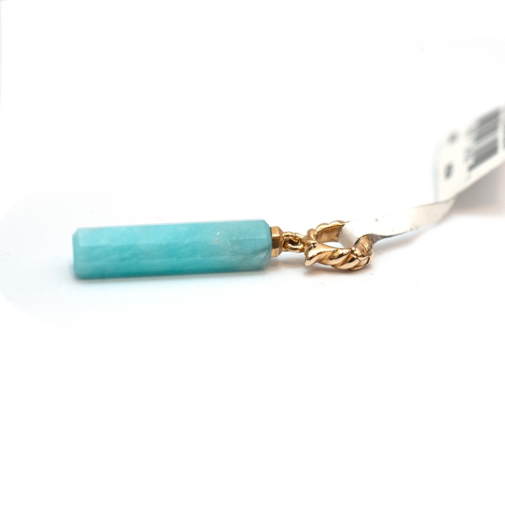 DAVID YURMAN New Ladies 20x5mm Barrel Charm Enhancer with Amazonite & 18K Gold