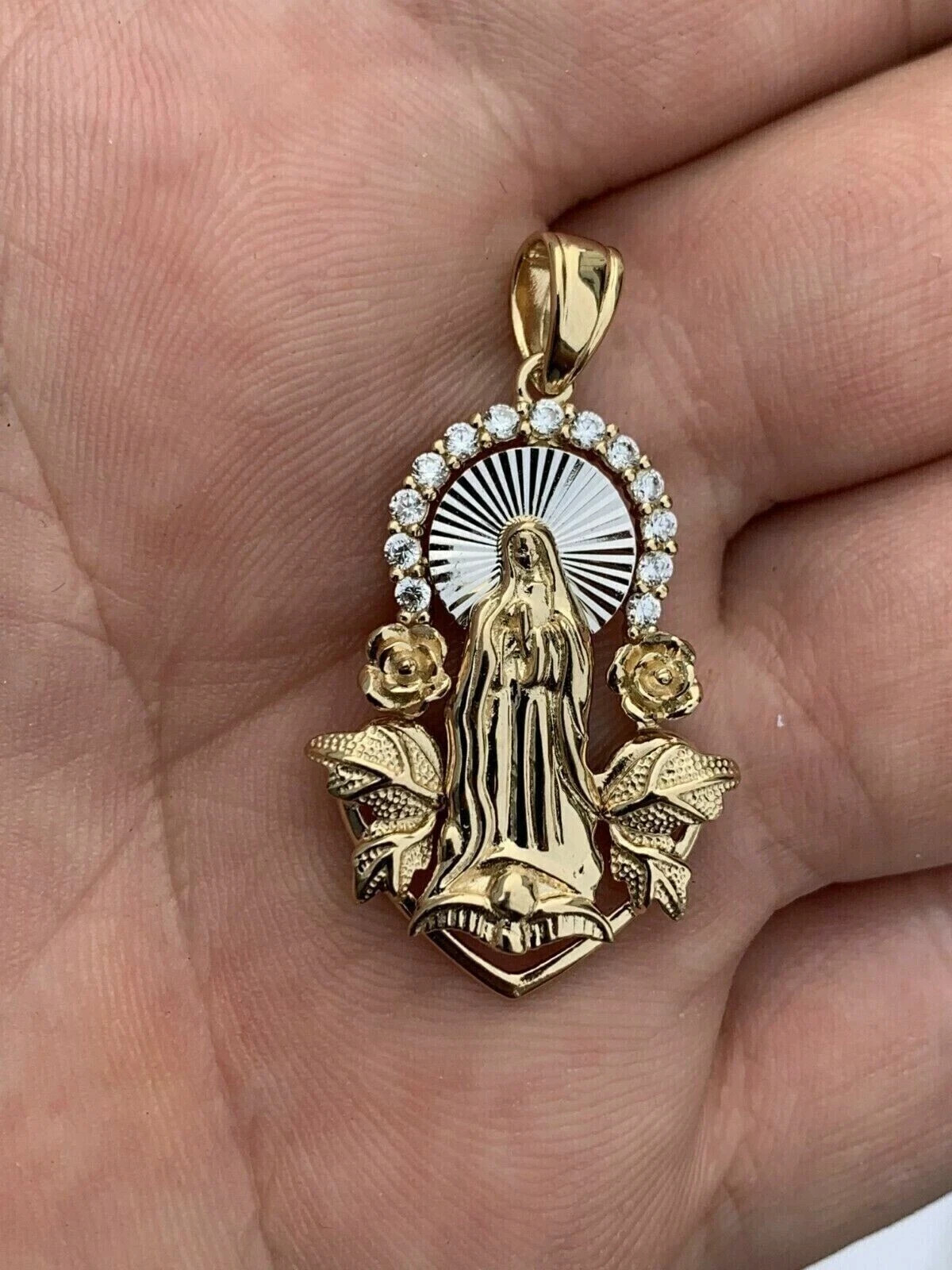Sparkling 1.00Ct Lab Created Diamond Round Jesus Pendant 14K Yellow Gold Plated