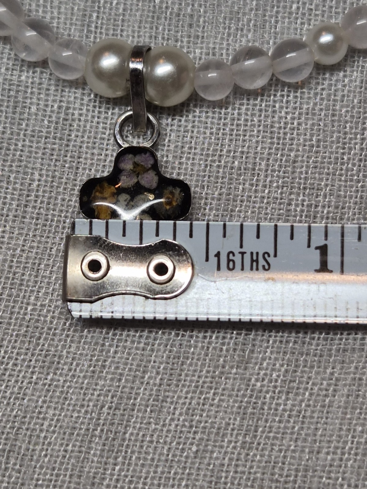 Handmade Sterling Silver Cross Pendant Real Flowers In Resin On Crystal Necklace