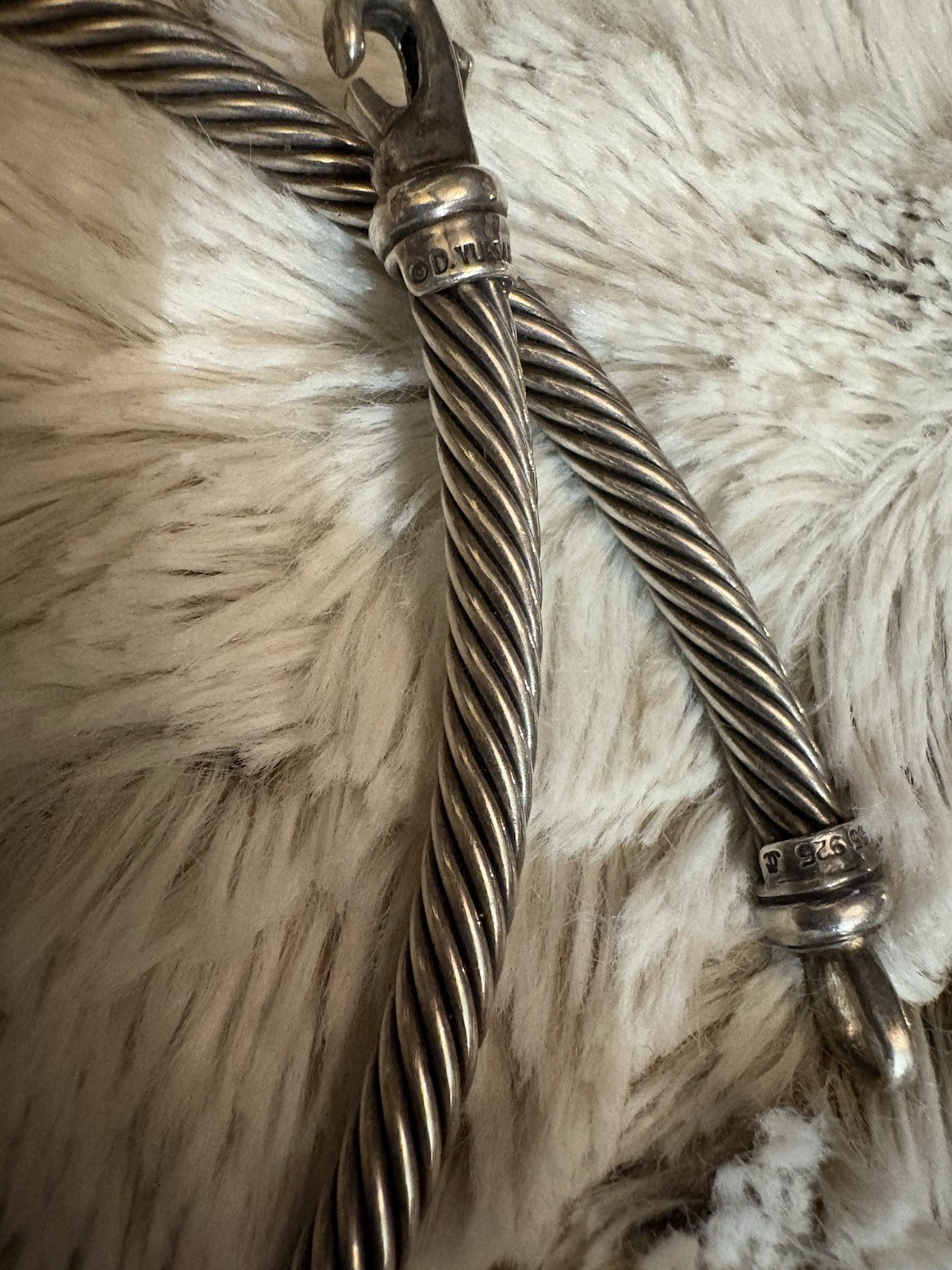 David Yurman Silver 14k Gold 7mm Station Cable Choker Necklace 15.5″ 92.7gr