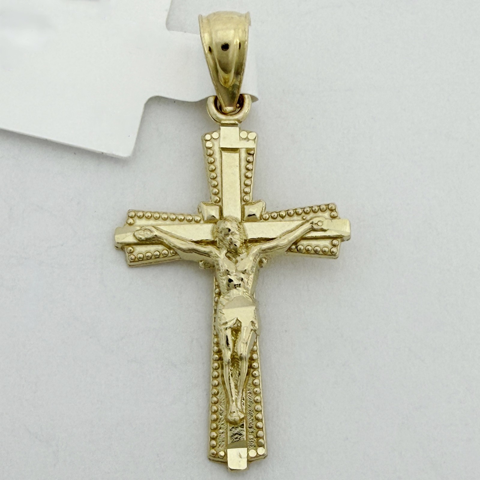 10kt Yellow Gold Diamond-Cut Unisex Cross Crucifix Religious Charm Pendant