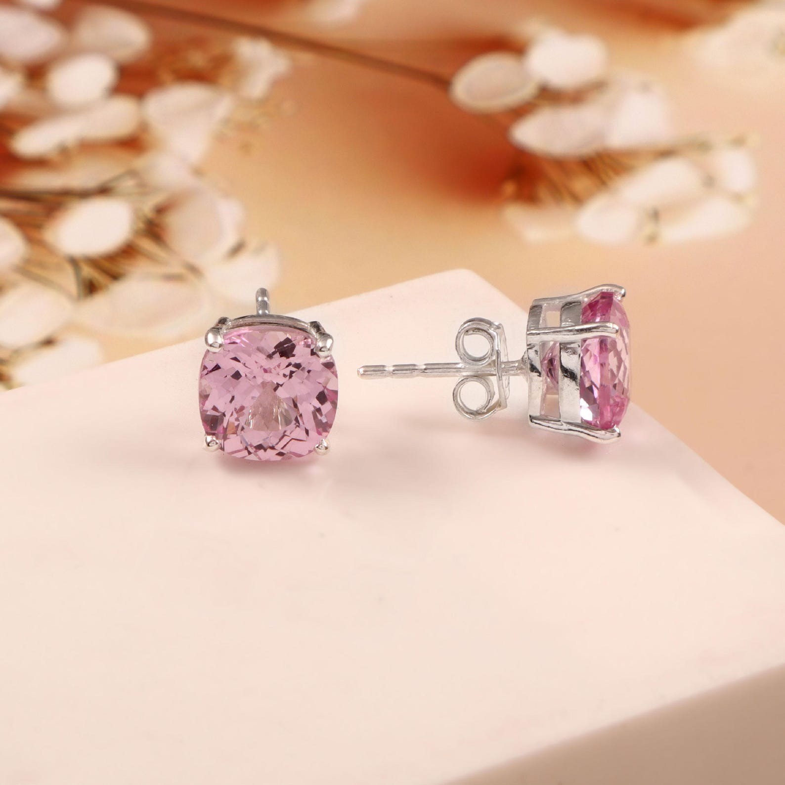 12 Ct 1 Pair Certified Natural Pink Sapphire 925 Silver Earrings Loose Gemstone