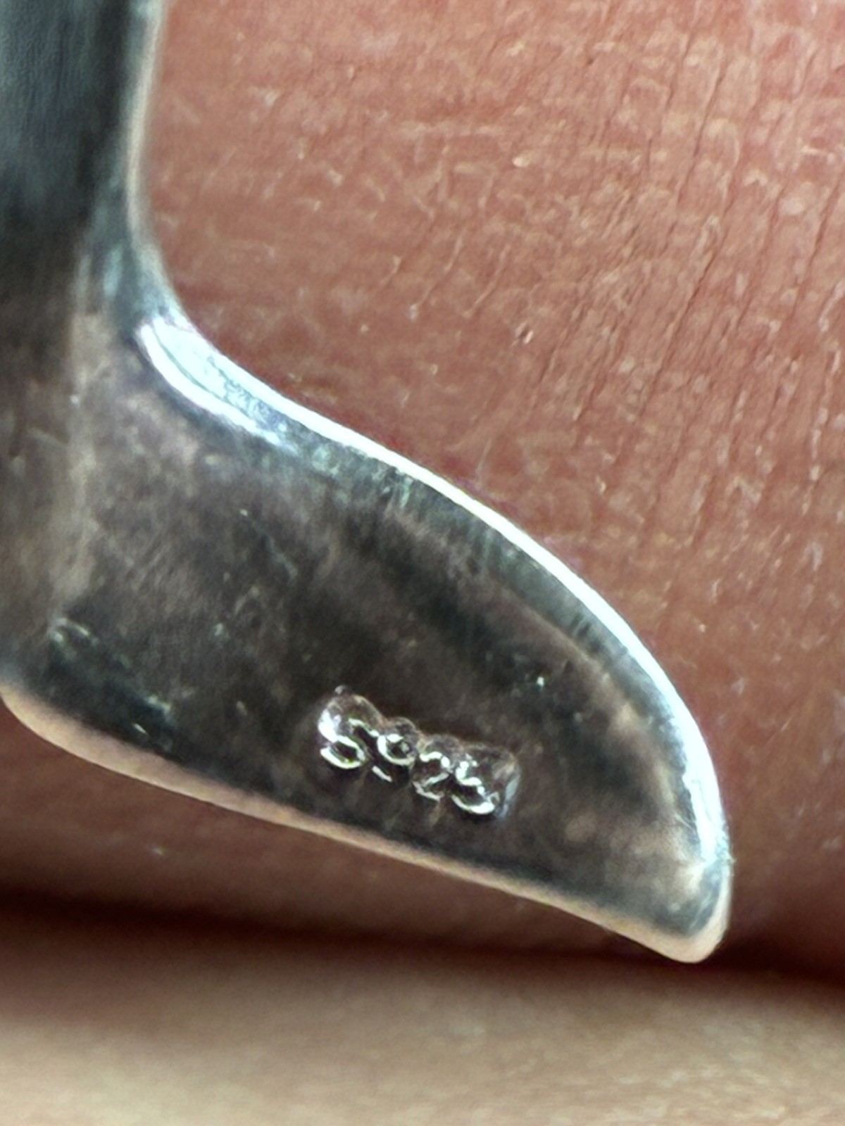 Signed 925 Sterling Silver Black Whale Tail Pendant Charm Beach Animal Theme