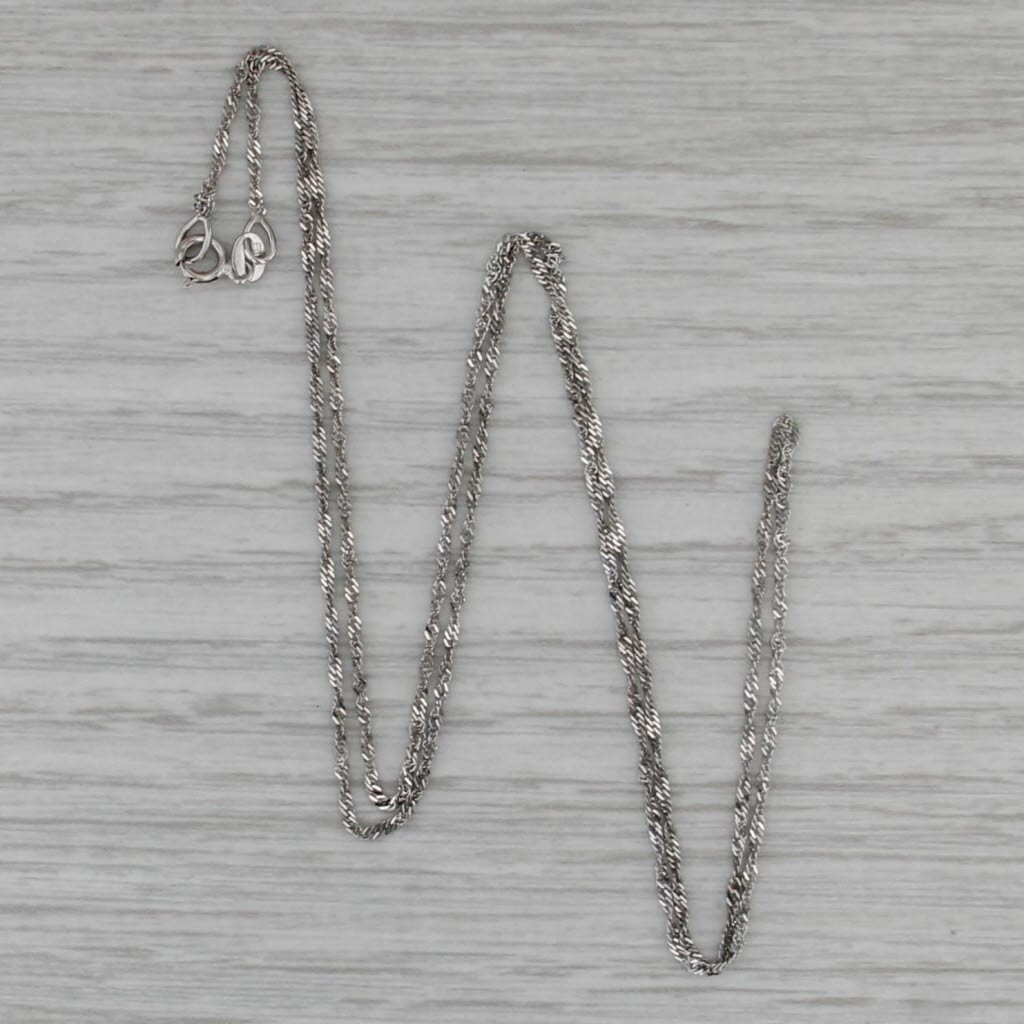 20″ 1.2mm Singapore Chain Necklace 14k White Gold Italian
