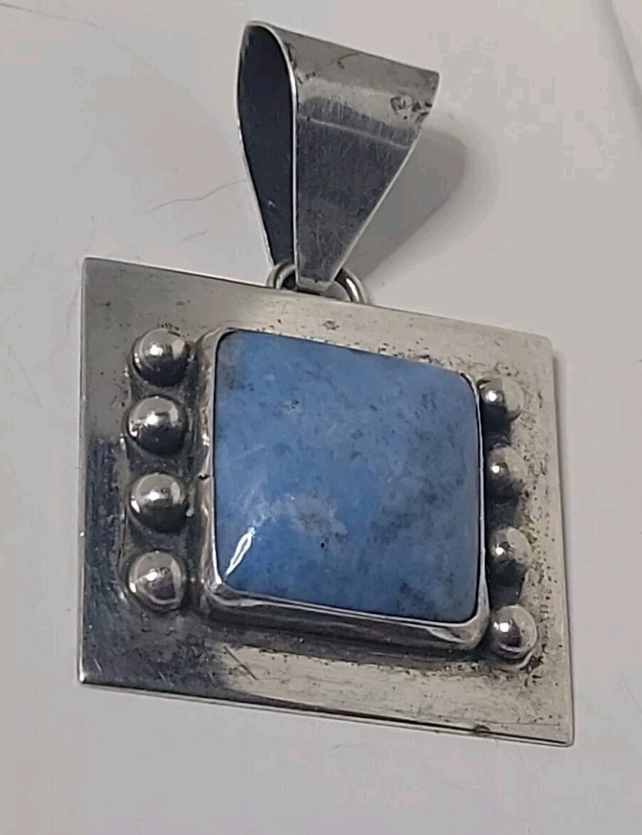 Navajo James Linkin Sodalite Sterling Silver Vintage Pendant 1-5/8 In 9.5 Grams