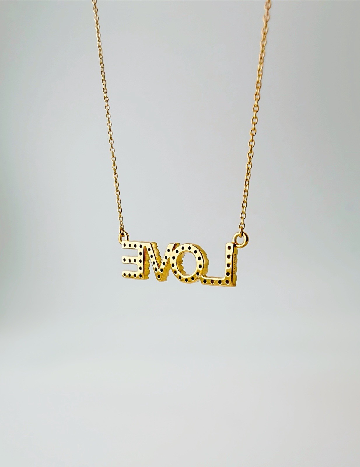 18K Solid Gold LOVE Pendant Diamond Necklace Women F Color SI2 Minimalist