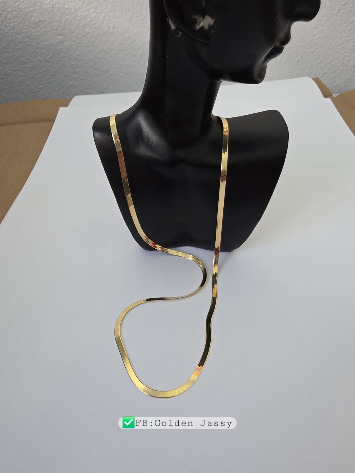 18K Real Gold Flat Chain 17.5″