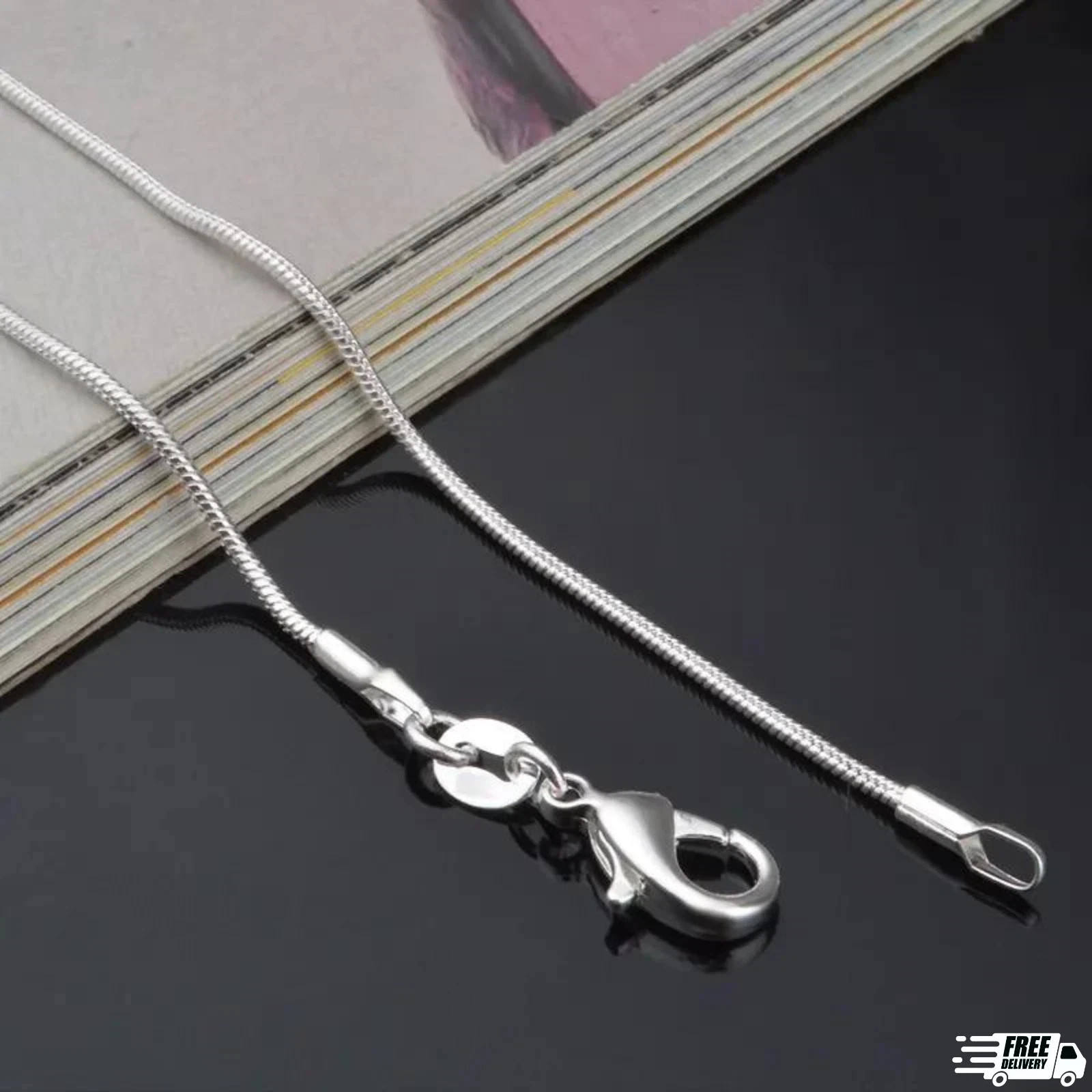 Men&Women’s 925 Sterling Silver Tarnish-Free Italian Snake Chain Necklace 16-38″