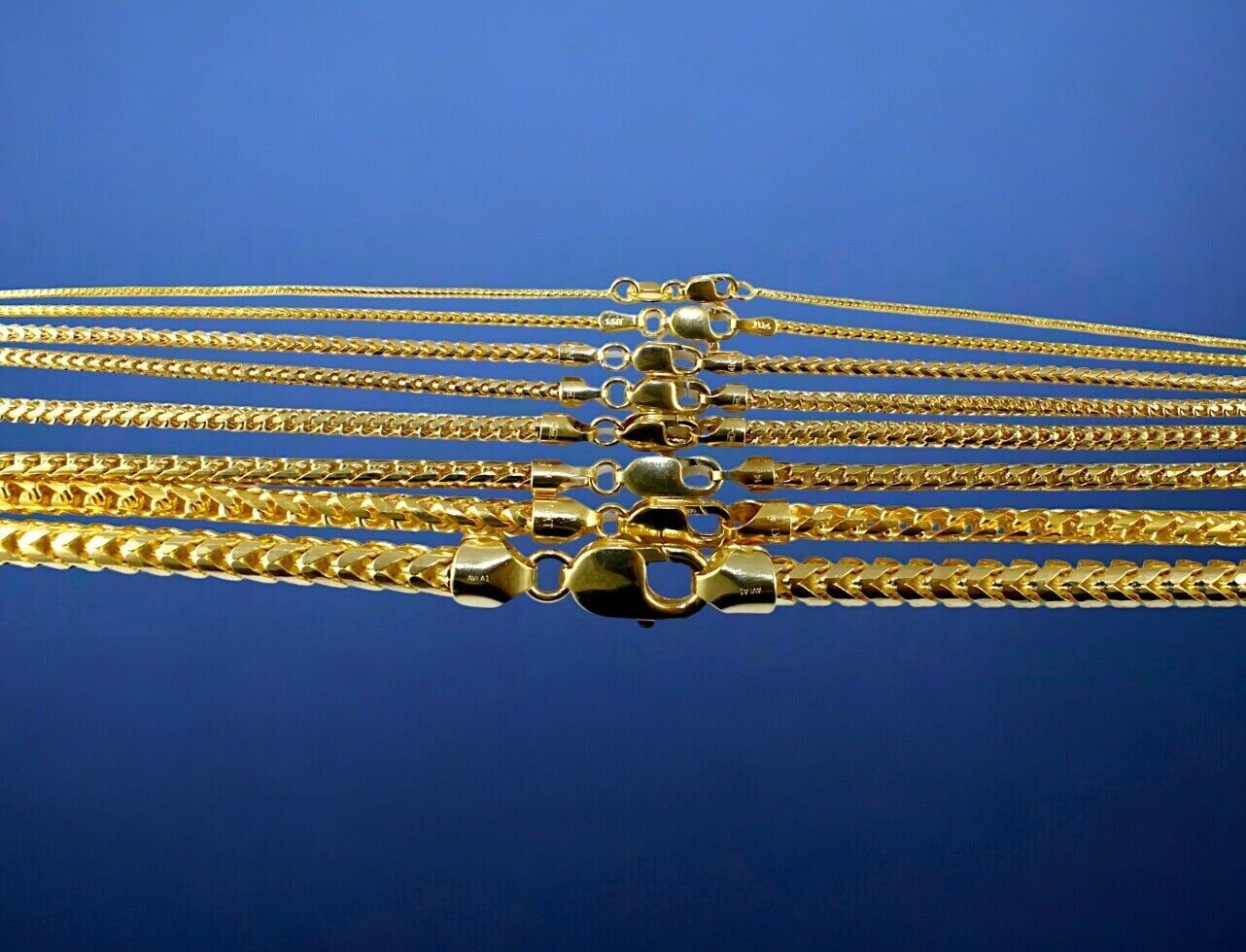 14K Yellow Gold SOLID Franco Round Box Necklace Bracelet Chain 1mm-6mm 7″-30″