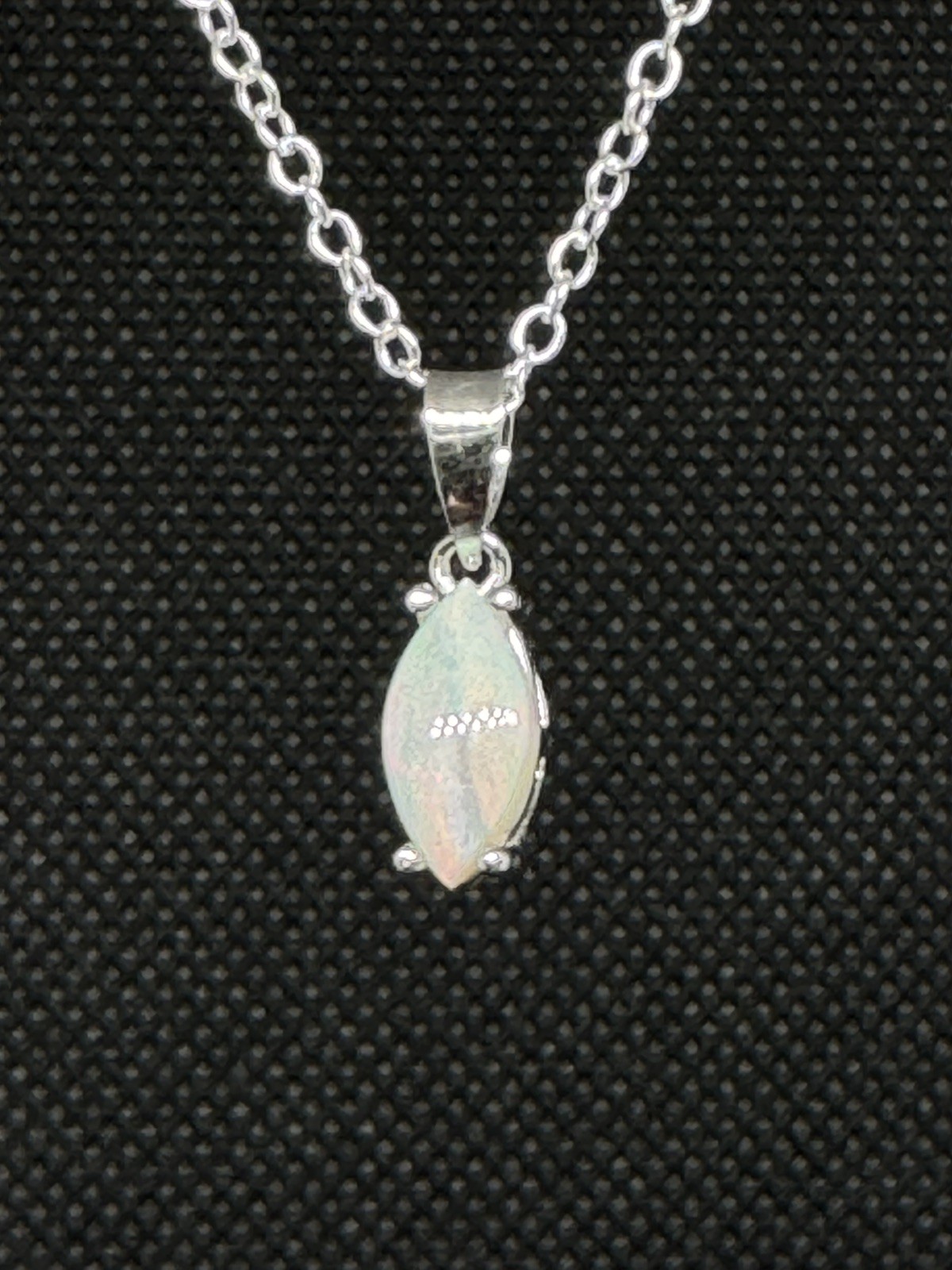 Natural Australian Opal Necklace From Coober Pedy 925 Sterling Silver