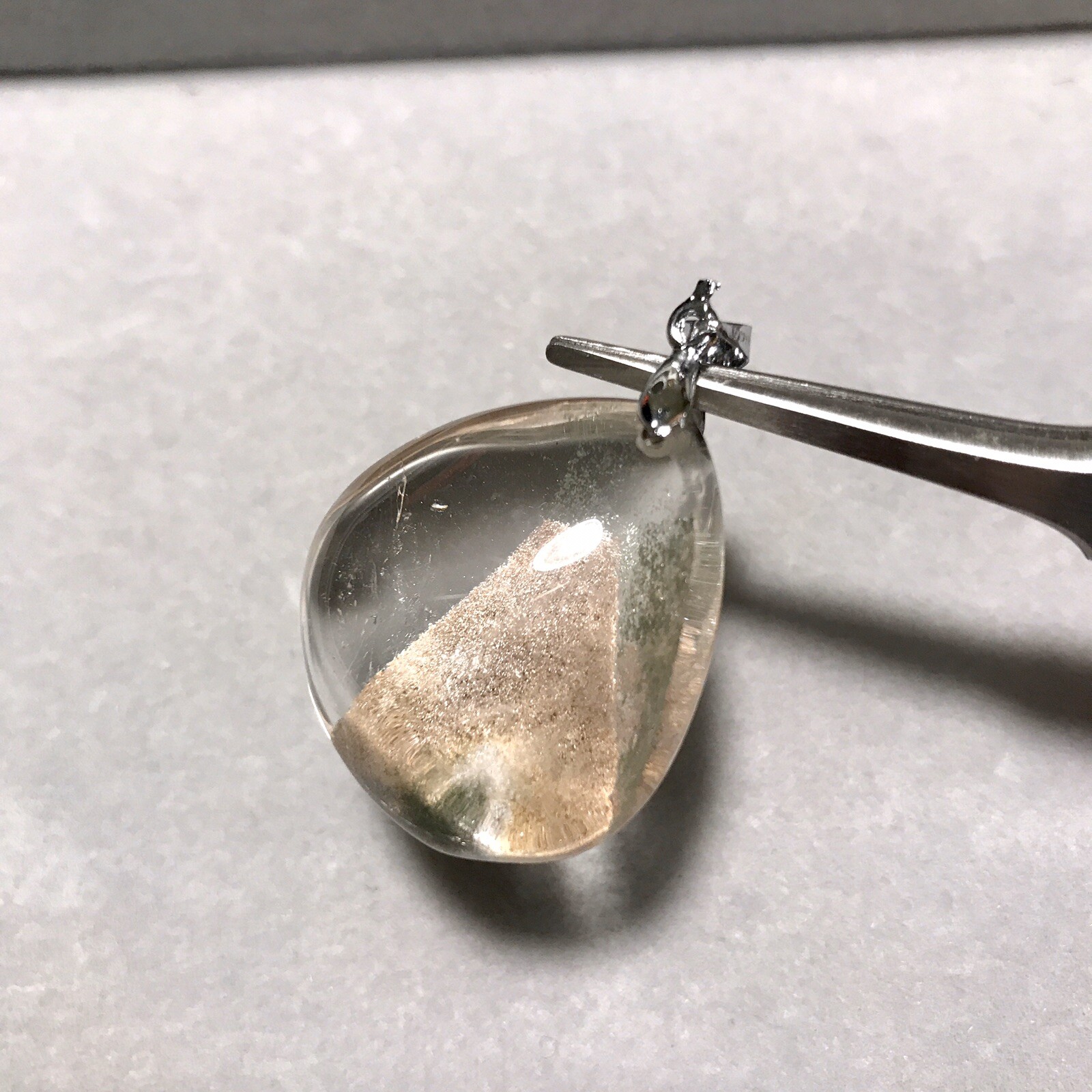 US SELLER Natural Brown Phantom Quartz Pendant Teardrop Brazil Crystal Gem Stone