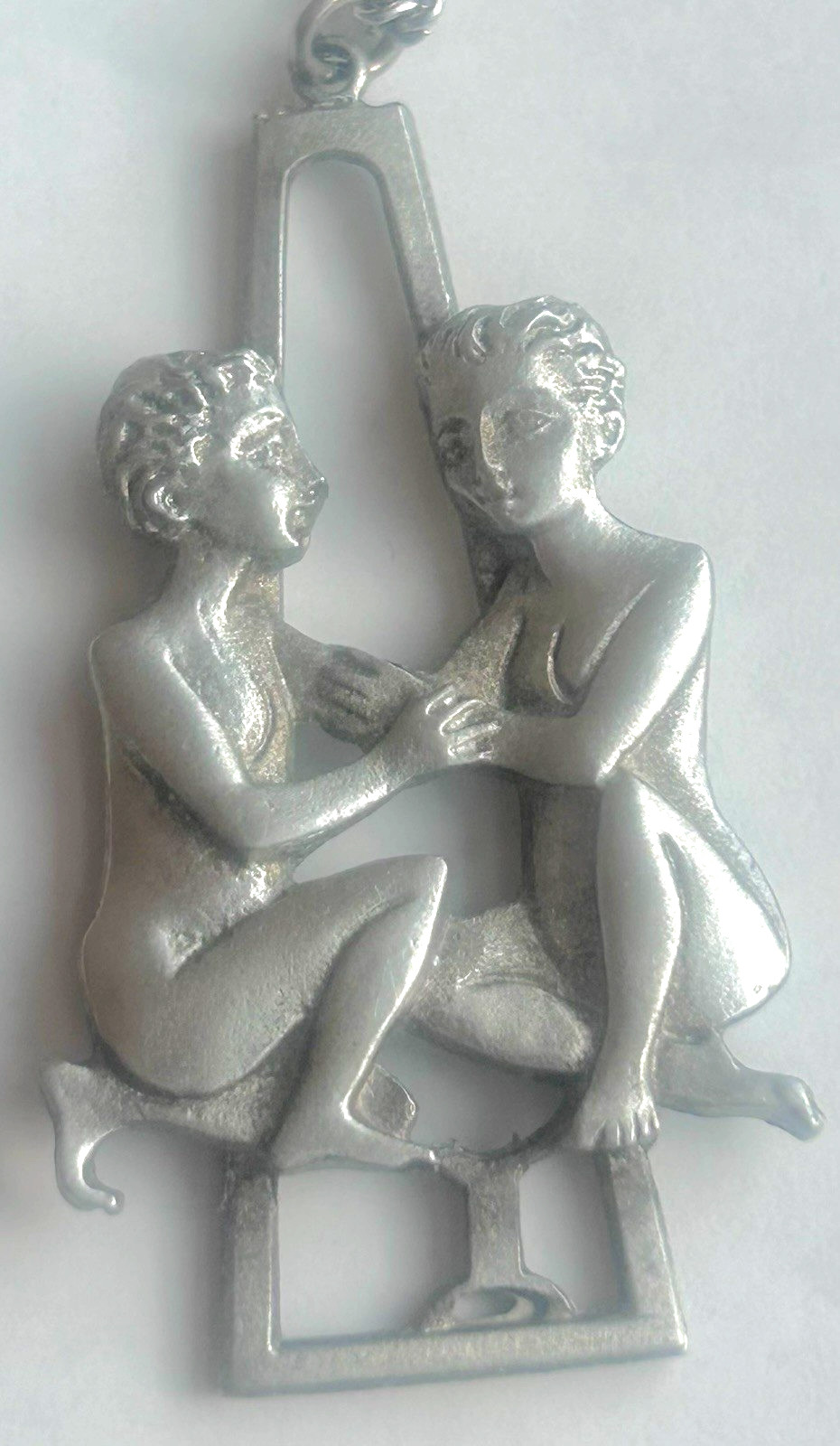 Vintage Gemini Zodiac Pewter Pendant Necklace Twins May June Astroligy Pendant