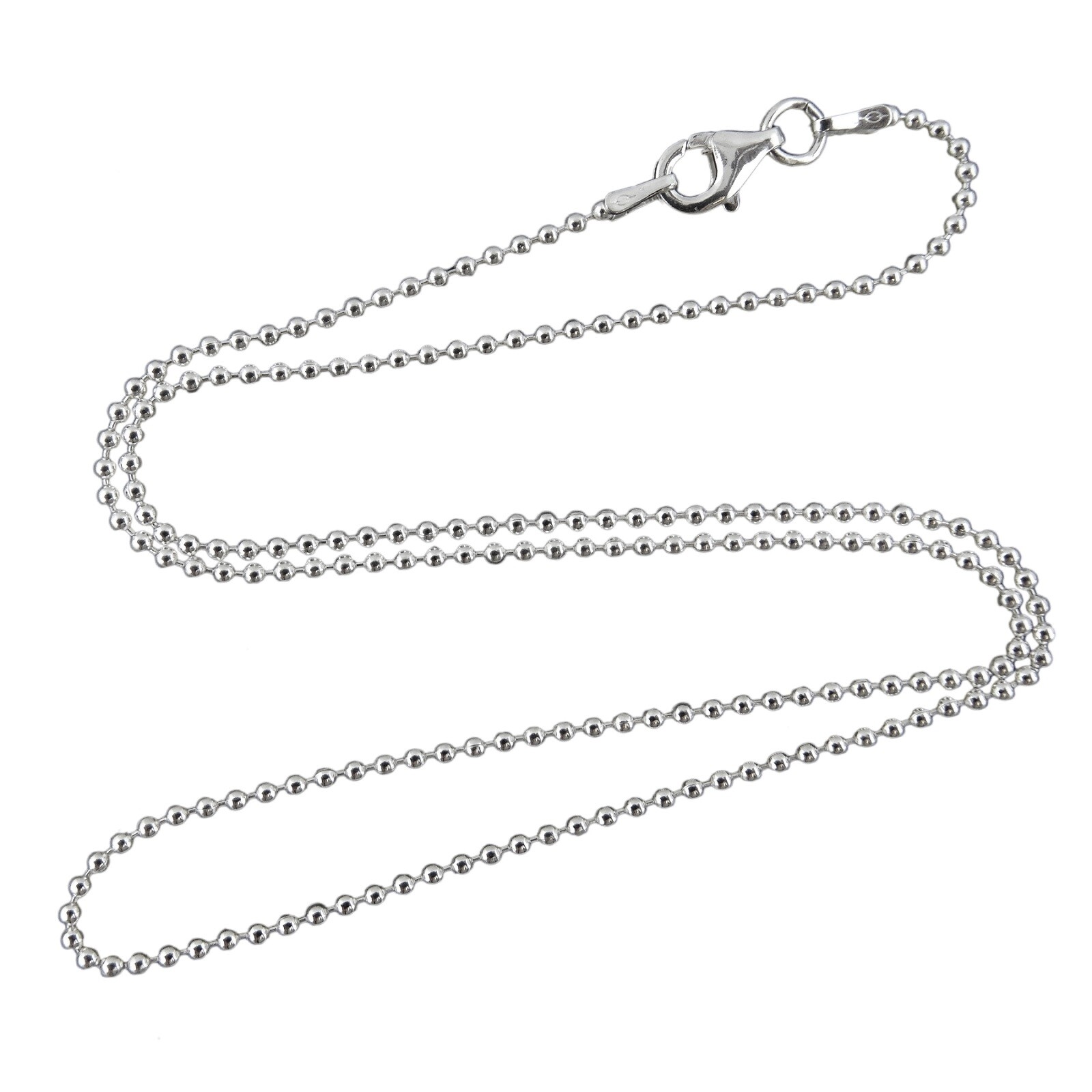 1.5mm Ball Bead Chain Necklace – 925 Sterling Silver – 16″ 18″ 20″ 22″ 24″ 30″