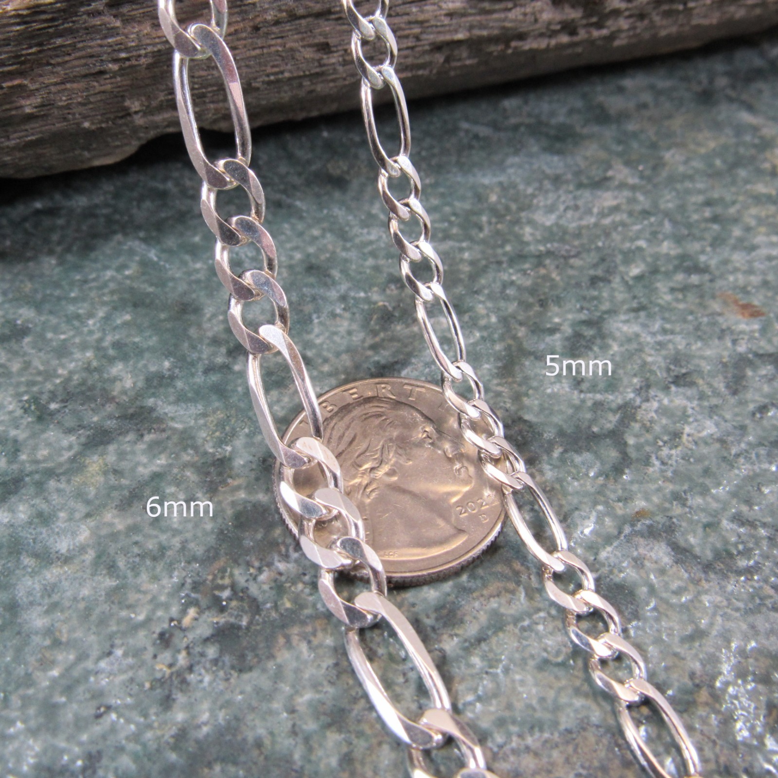3MM or 5MM Solid 925 Sterling Silver Men’s FIGARO Chain Necklace Made In Italy