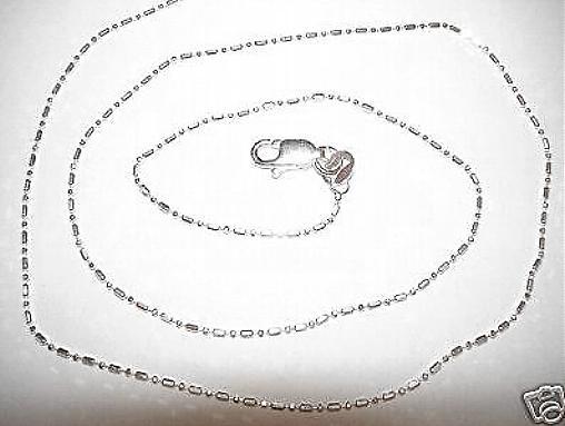 1MM SOLID 925 STER SILVER DIAMOND-CUT DC ITALIAN BEAD & BAR CHAIN NECKLACE 20″