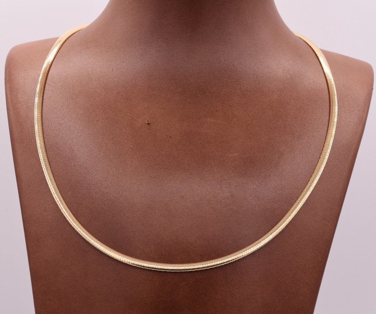 3mm Italian Reversible Omega Chain Necklace 14K Yellow Gold-Plated Silver 925