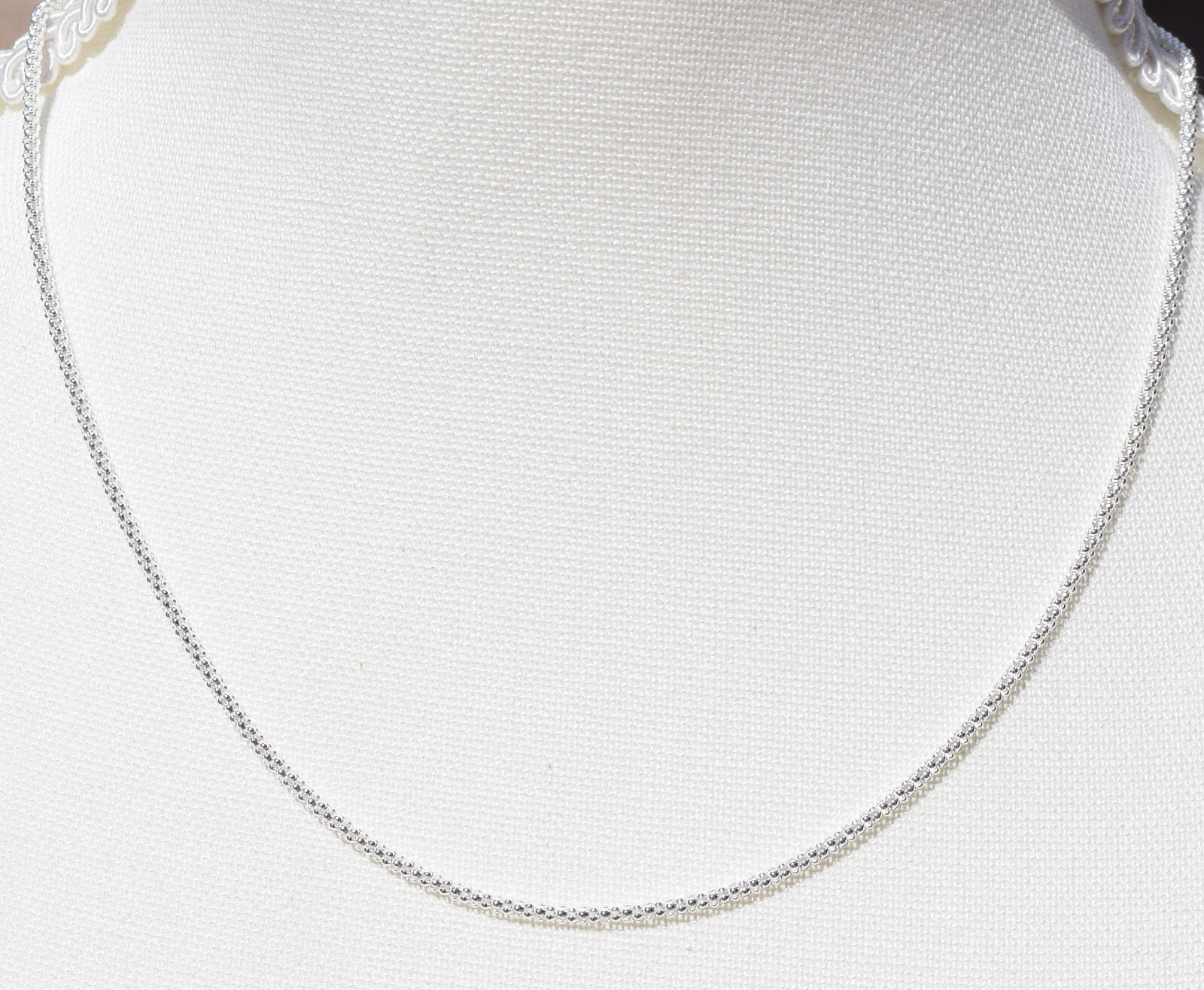 20 Inch Popcorn Chain 1.7mm .925 Sterling Silver Necklace 9mm Lobster Clasp