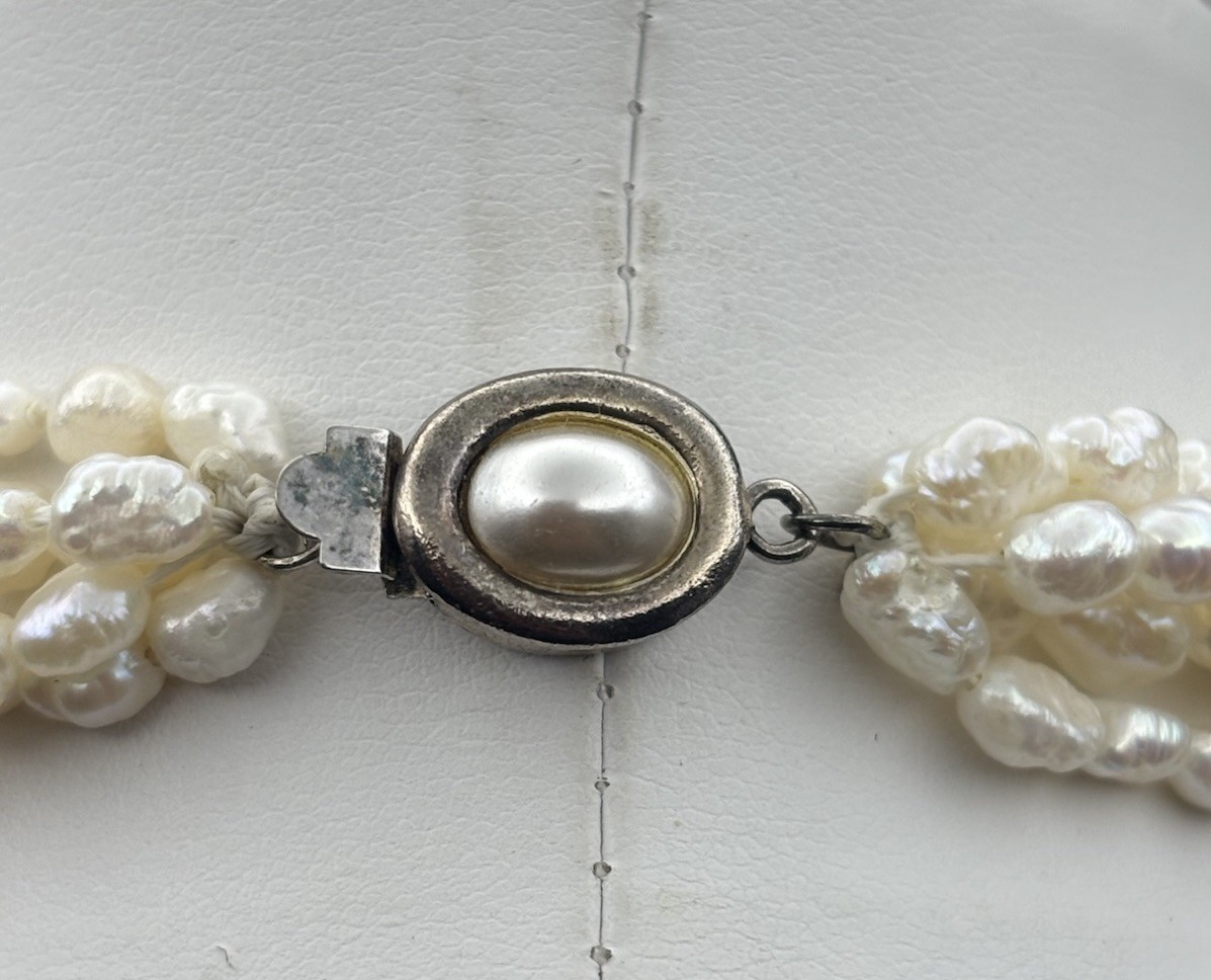 Elegant Vintage Cultured Freshwater Pearl 5 Strand Necklace