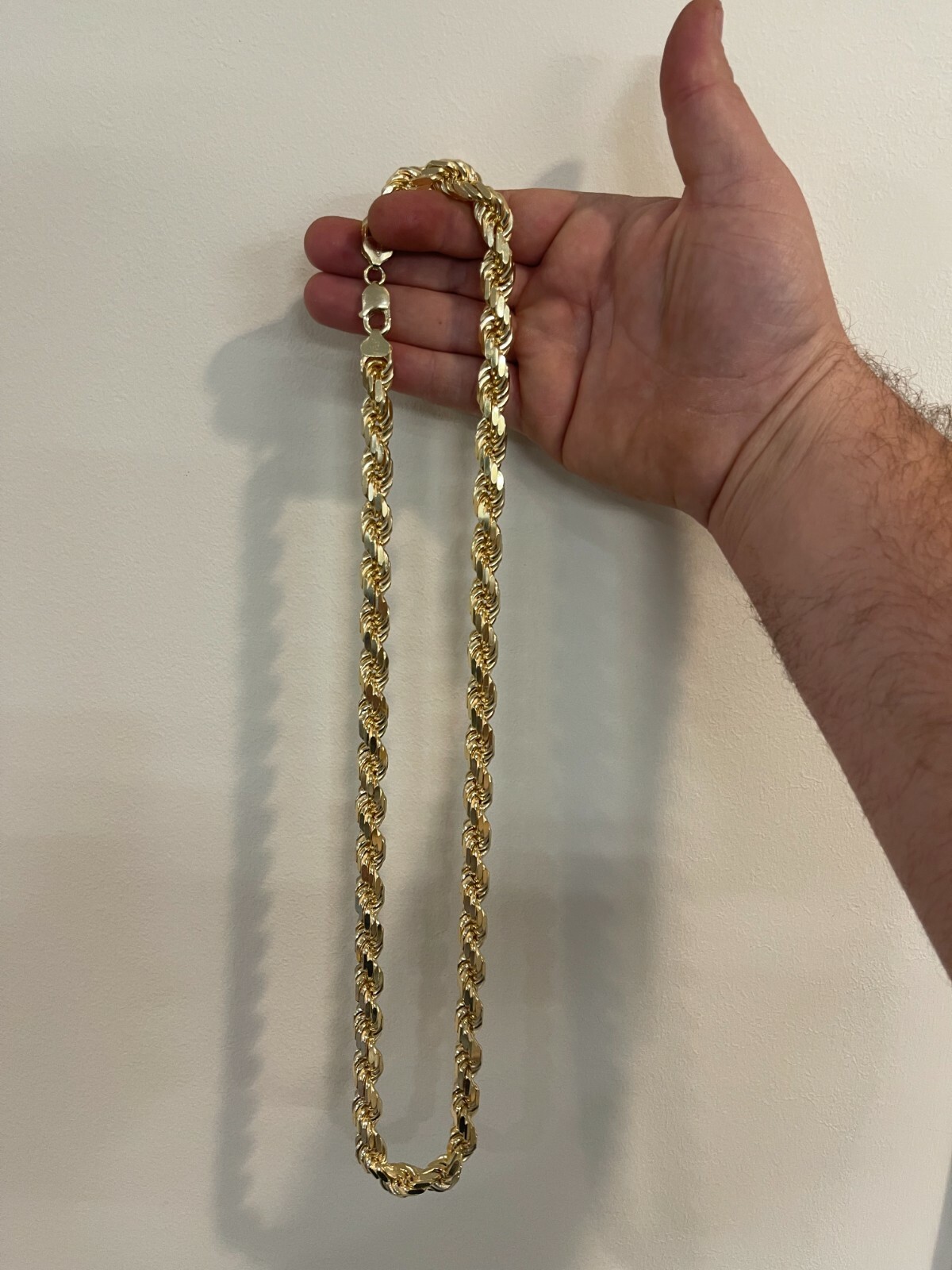 10mm Thick Mens Rope Chain 14k Gold Over Real Solid 925 Sterling Silver Necklace