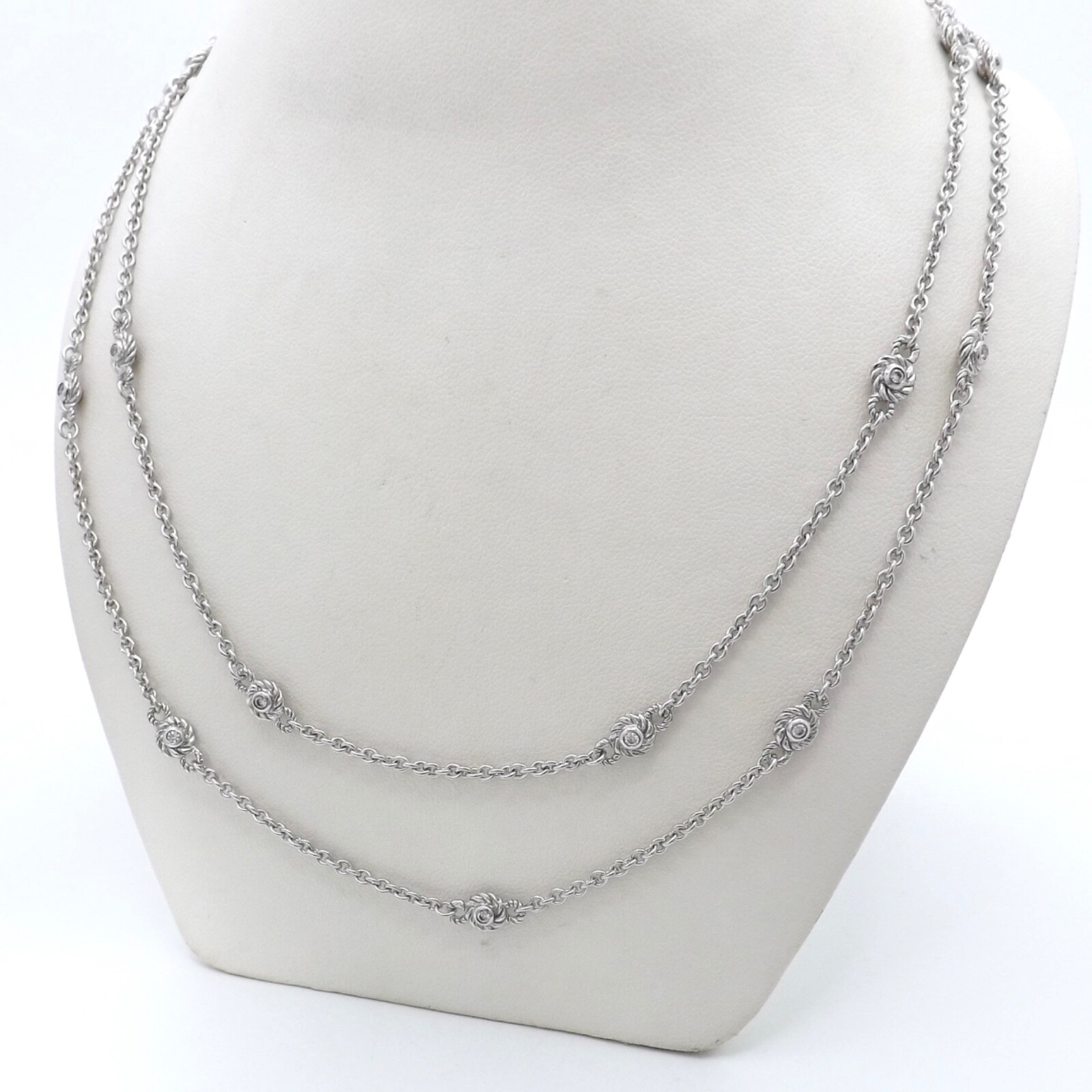 Judith Ripka Sterling Silver Floating Stones by the Yard Necklace 36in or 18 New