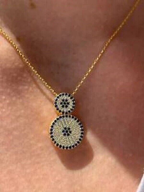 2Ct Round Cut Blue Sapphire Cluster Pendant 14K Yellow Gold Over 18″ Free Chain