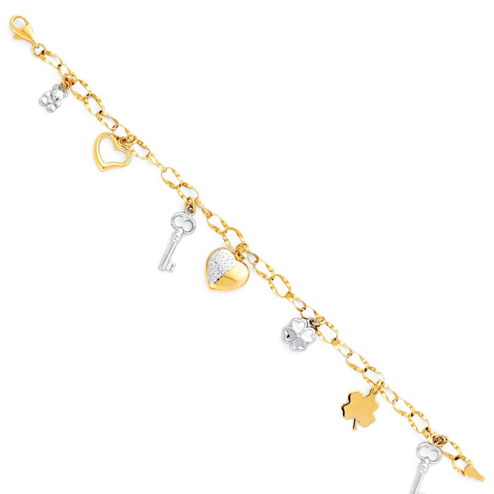 Gold 14K Two Tone Gold Light Fancy Hollow Bracelet – 7.5″