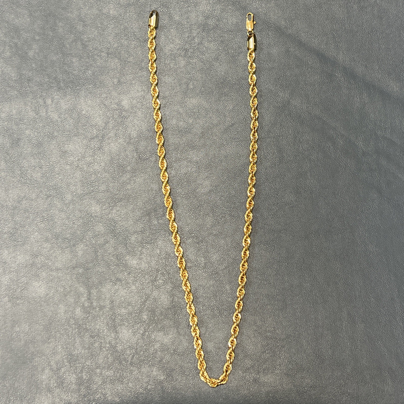 6MM 20INCH DIAMOND CUT ROPE CHAIN 14KT ELECTROPLATED 10x HIGH QUALITY