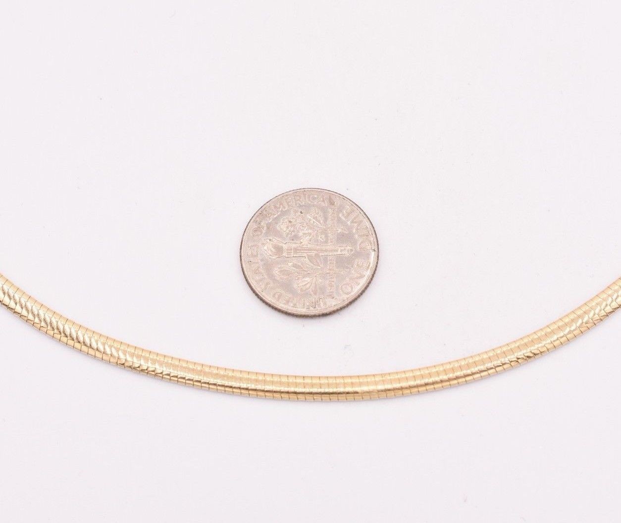 3mm Italian Reversible Omega Chain Necklace 14K Yellow Gold-Plated Silver 925