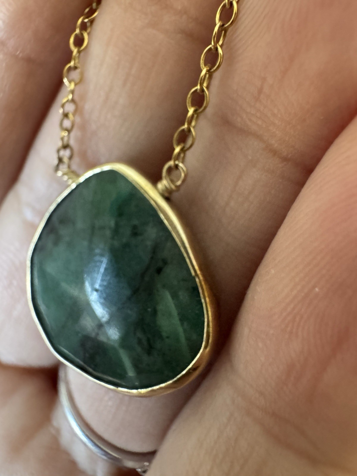 Raw Emerald Pendant Necklace, 1/20 14k Gold-Filled May Birthstone