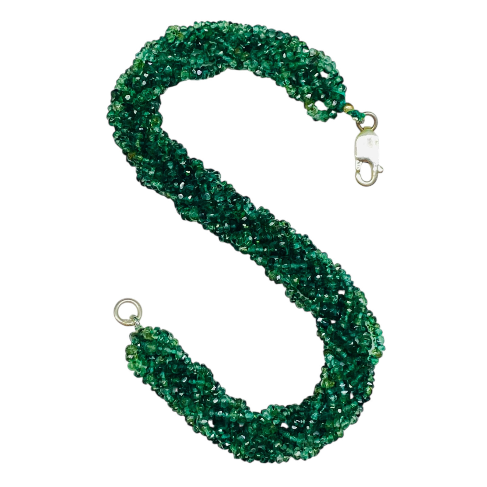 7.5″ Natural Zambian Emerald Bracelet Untreated Faceted Beads 925 Silver Clasp