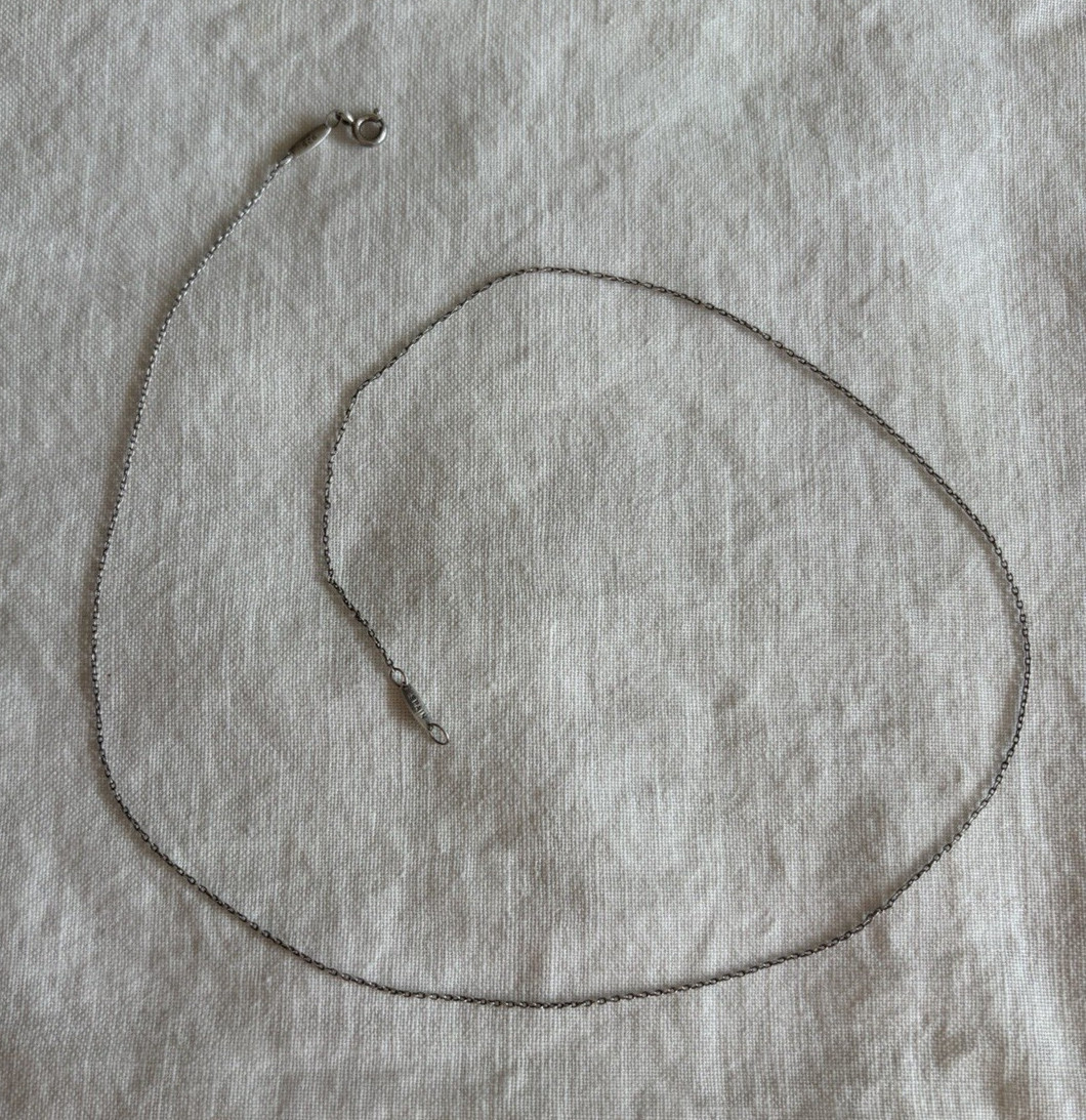 Tiffany & Co. Signed 925 Sterling Silver Cable Chain Necklace Spring Ring 18 in