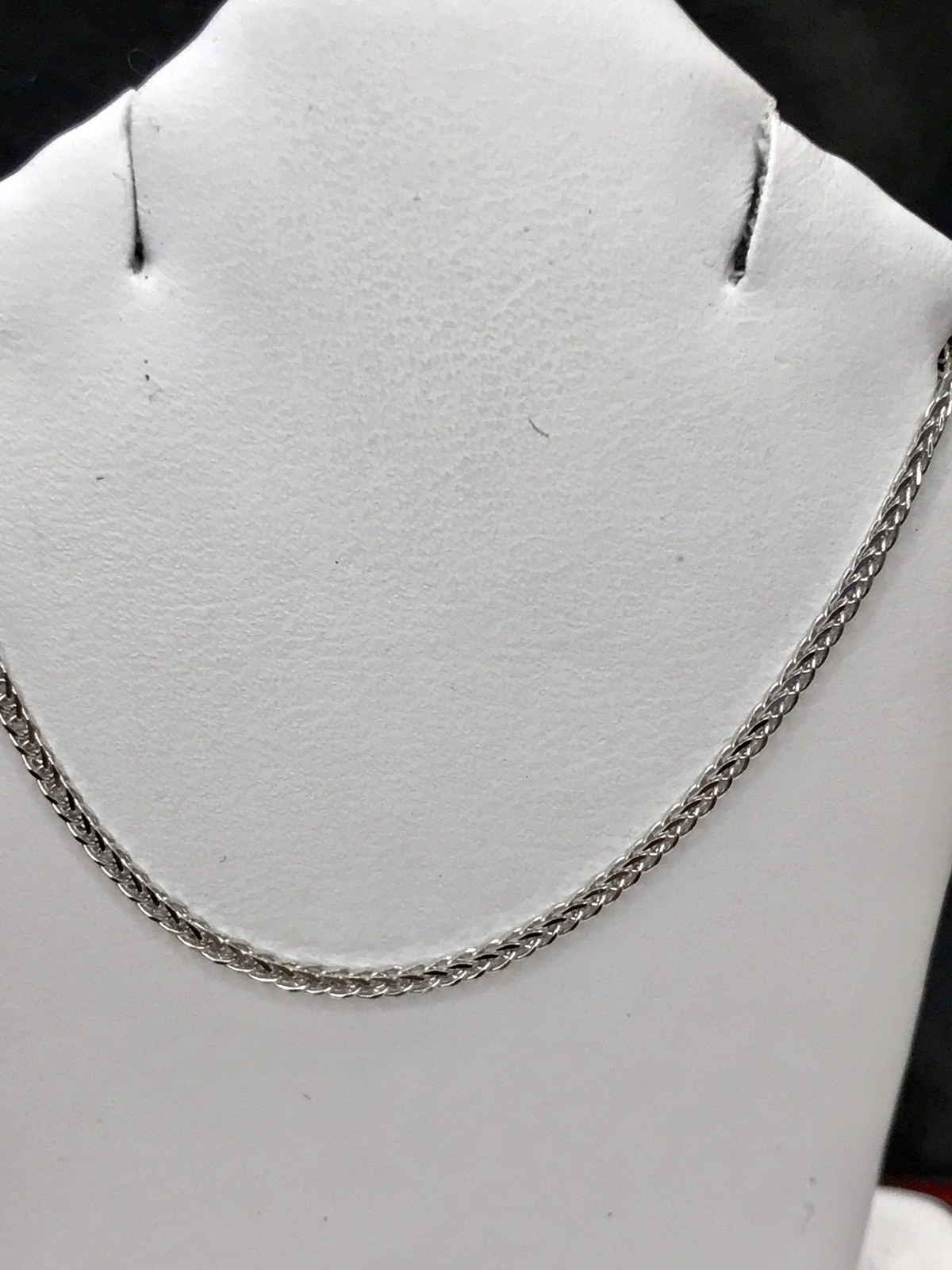 14k Solid White Gold foxtail wheat necklace Chain 1mm 16-18 inches Brand New