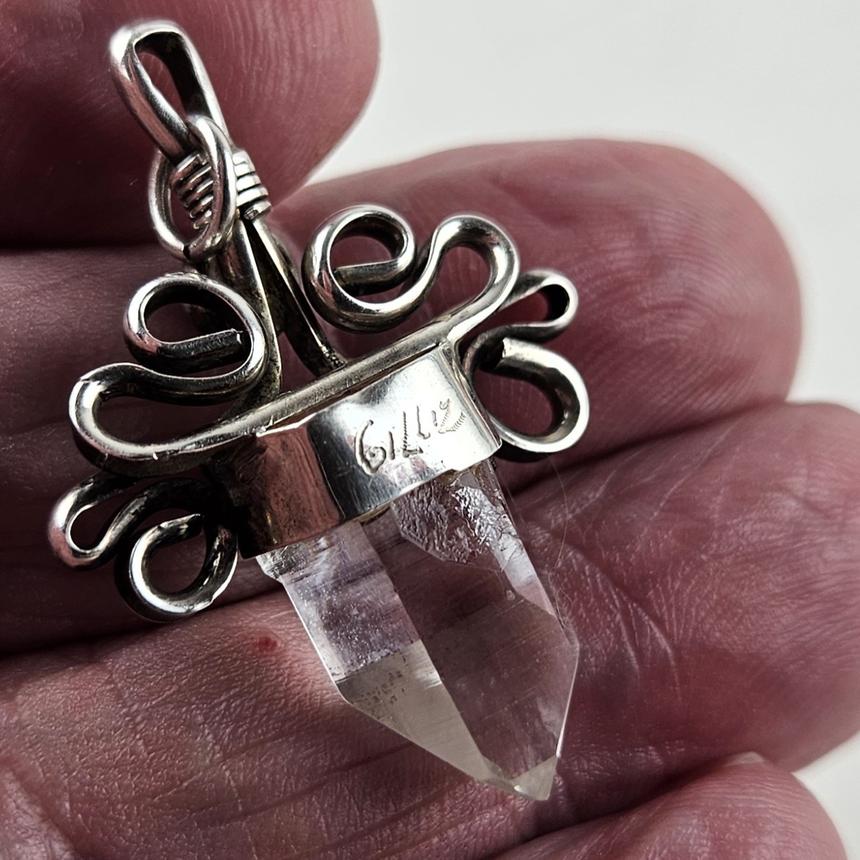 Sterling Silver Clear Crystal Pendant 6.7g [8923]