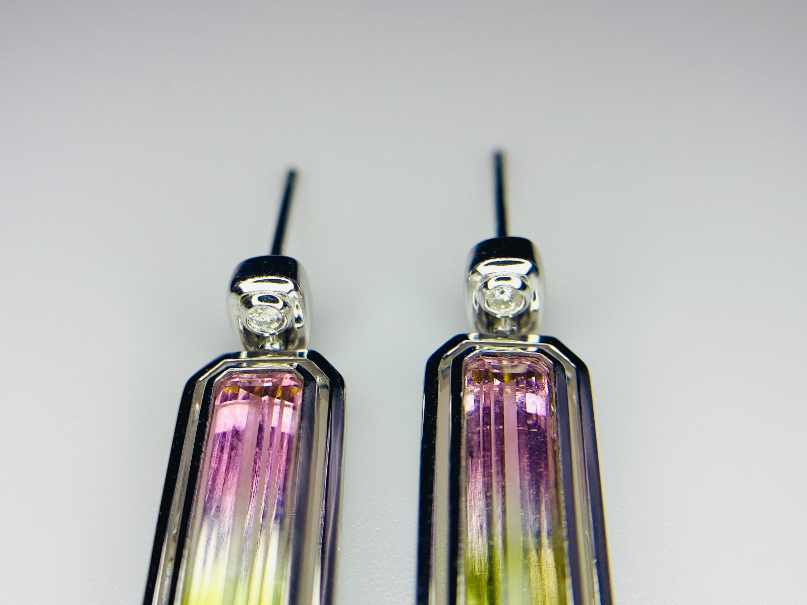 14K White Gold IGI Certified Tourmaline & Diamond Earrings Natural Gemstone