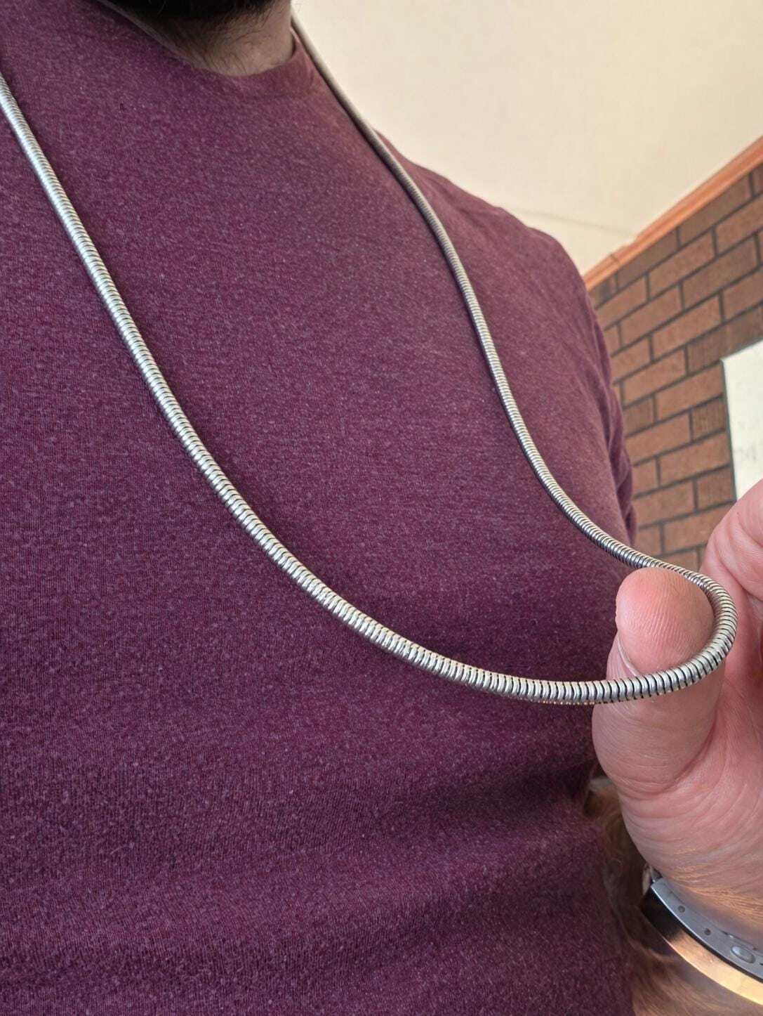 36 Inch Sterling Silver Snake Chain Necklace | Long Italian Cut 925 Silver | Ope