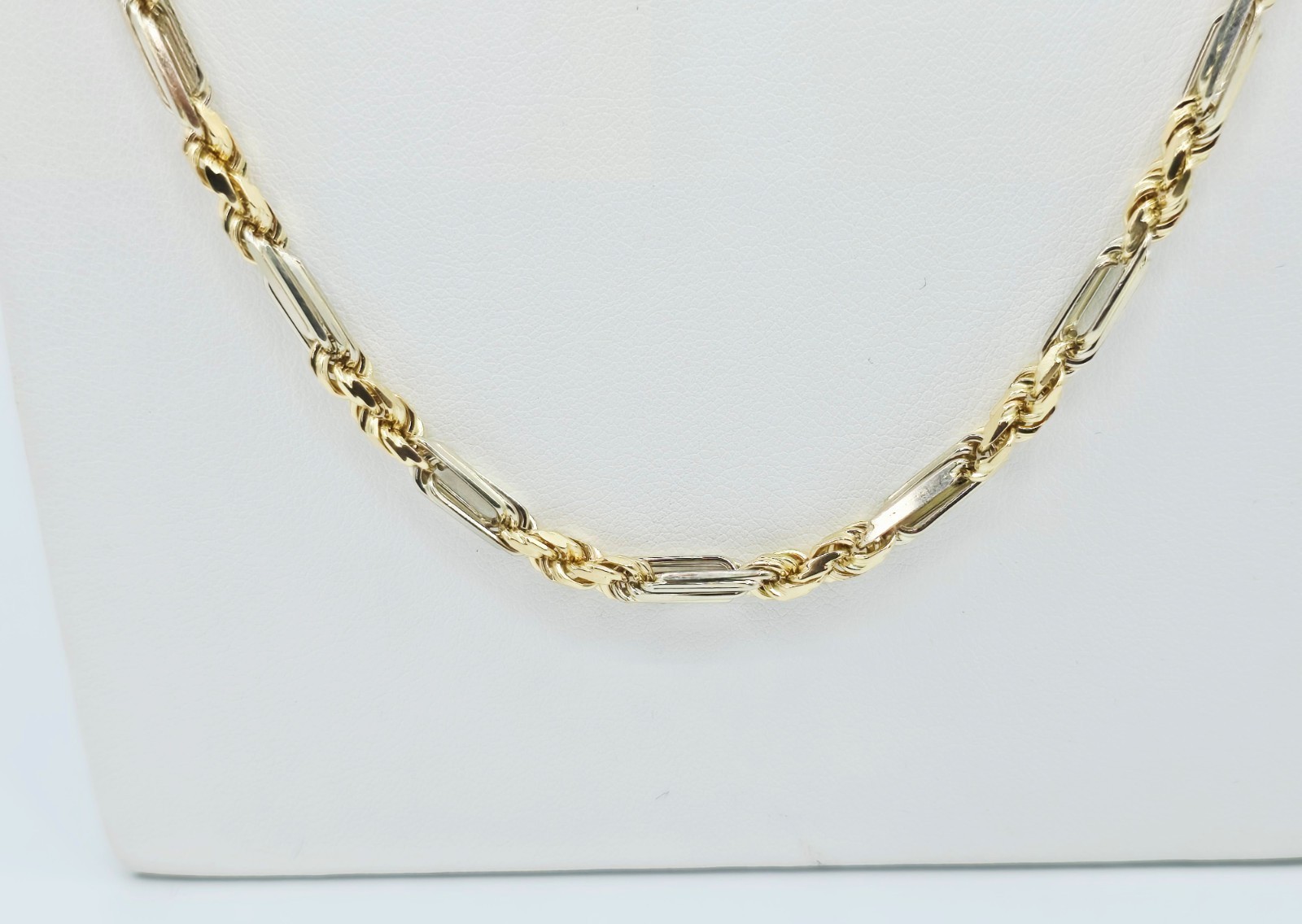 14K Two Tone Multi Color Gold Designer Milano Rope Chain Necklace – 26.5″ Length