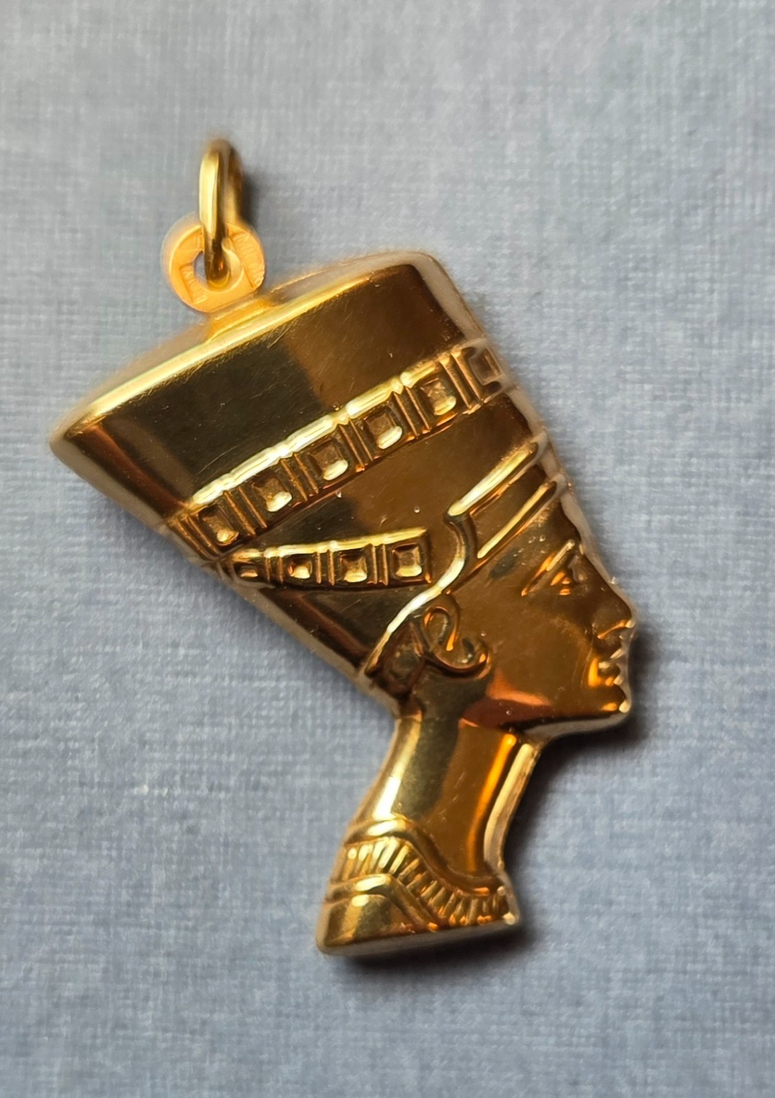 Milor 18k Yellow Gold Egyptian Nefertiti Charm 1-1/2″ with original receipt